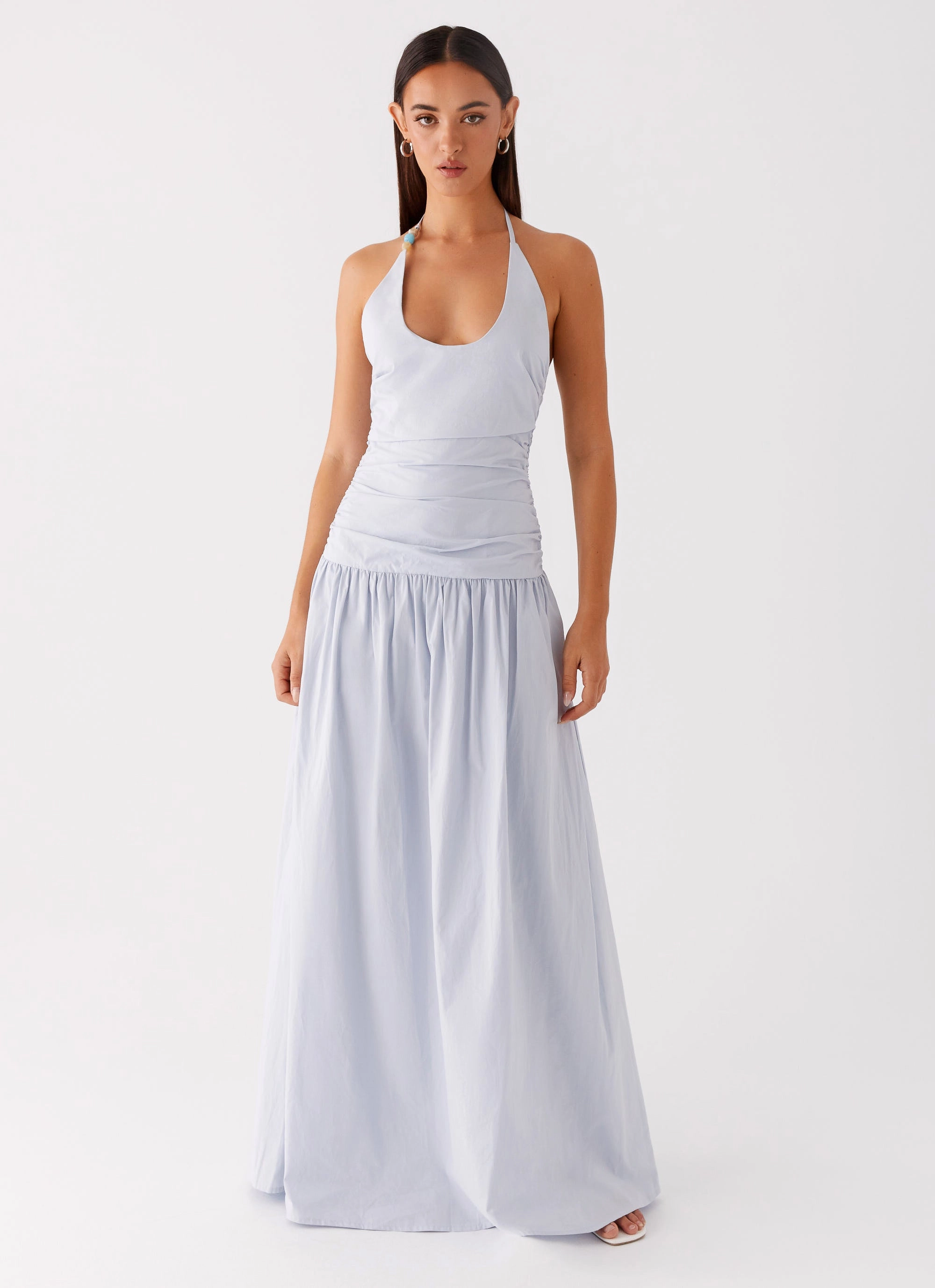 Cristina Halter Maxi Dress - Cornflower Blue Flower Grace Pure Motion