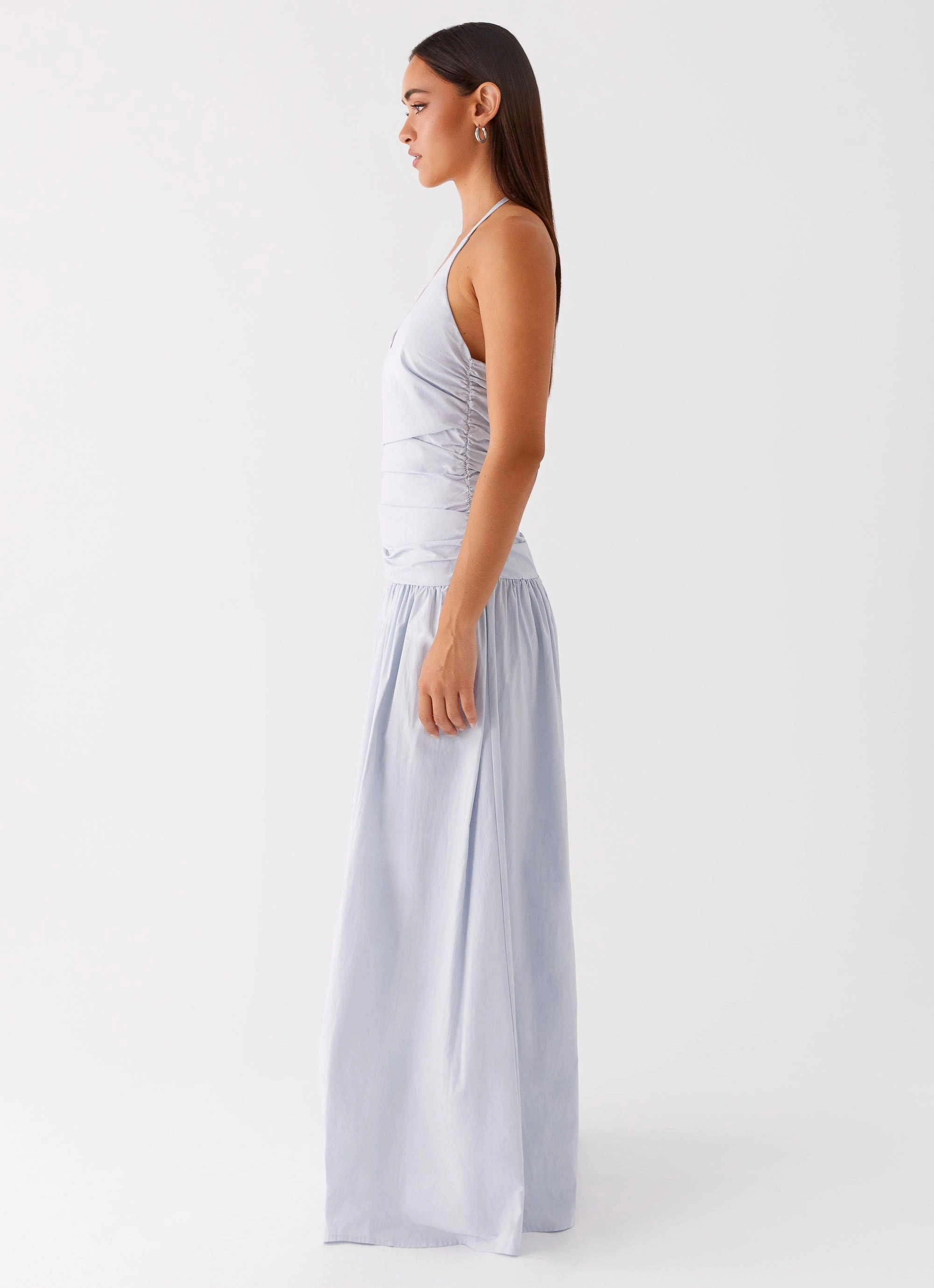 Cristina Halter Maxi Dress - Cornflower Blue Chill Lines Quick Outfit