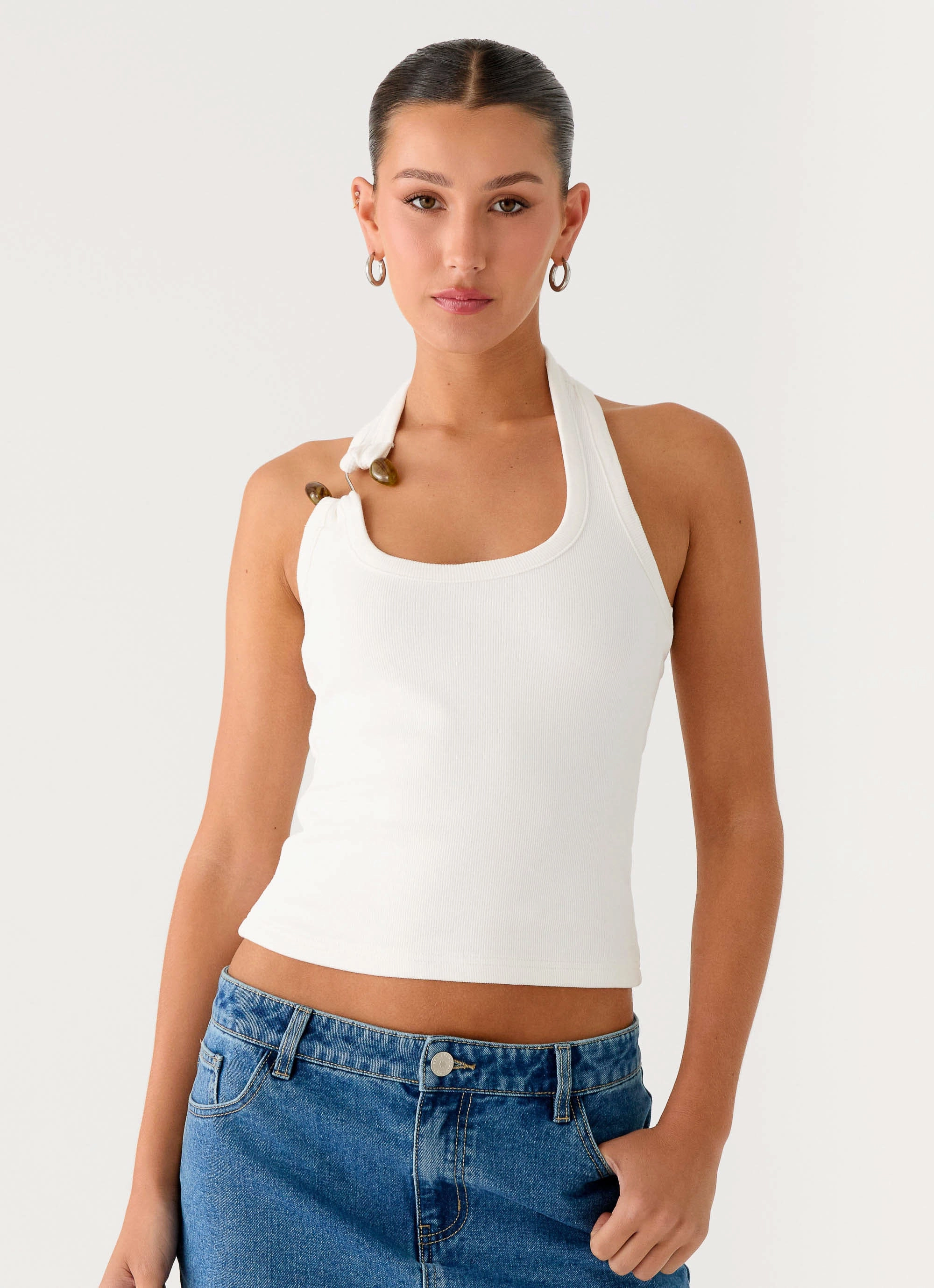 Cladena Top - White Sporty Sweatshirt