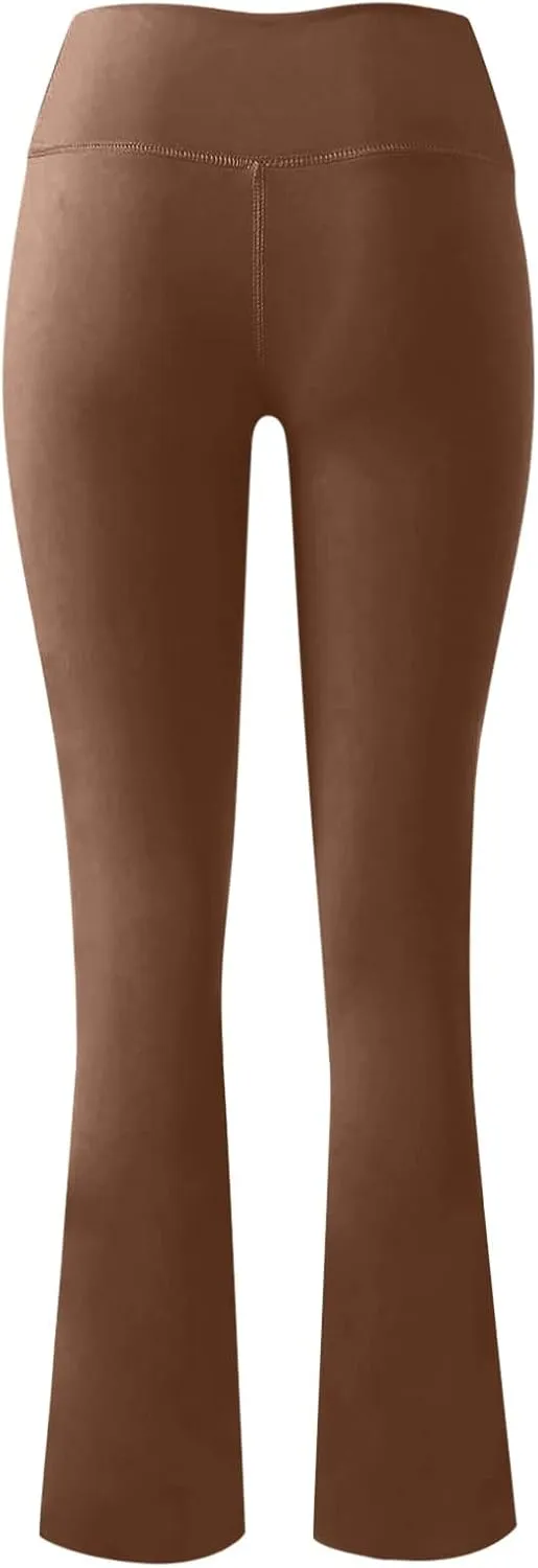 Crossover High Waisted Black Flared Leggings Running Yoga Athletic Pant High Waist Crossover Lounge Bell Bottom