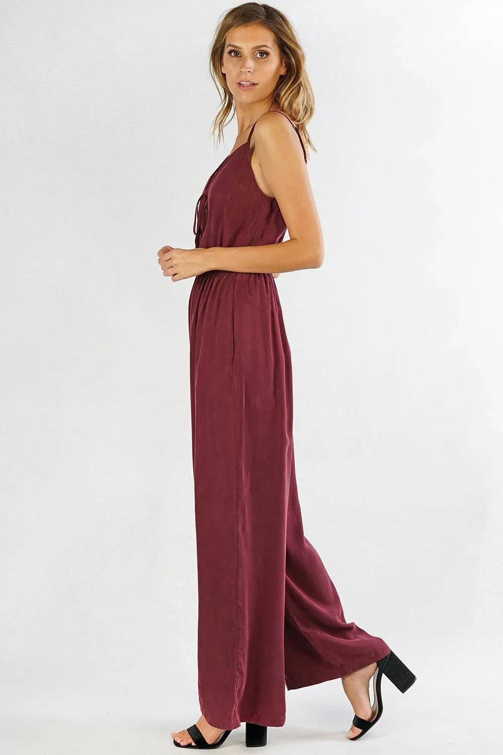 Cupro Spaghetti Strap Jumpsuit