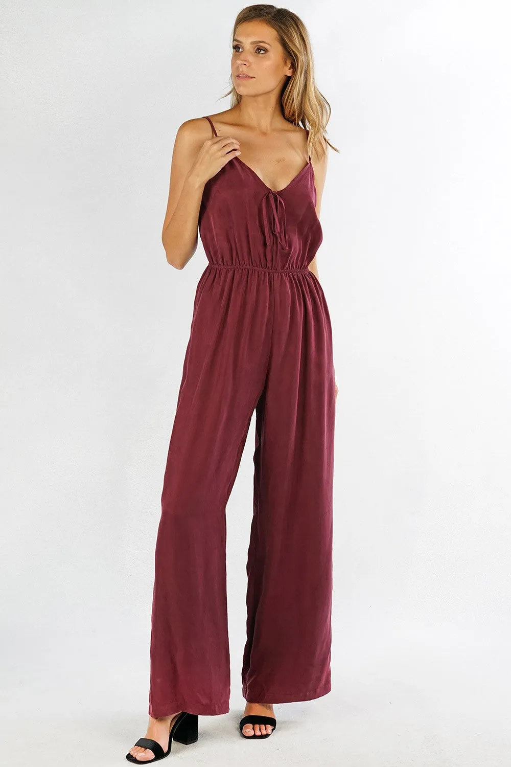 Cupro Spaghetti Strap Jumpsuit