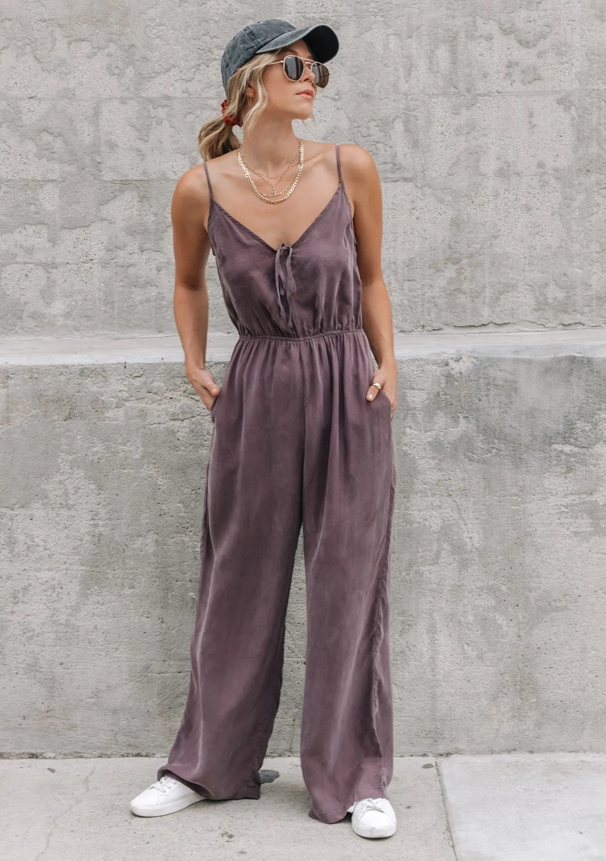 Cupro Spaghetti Strap Jumpsuit