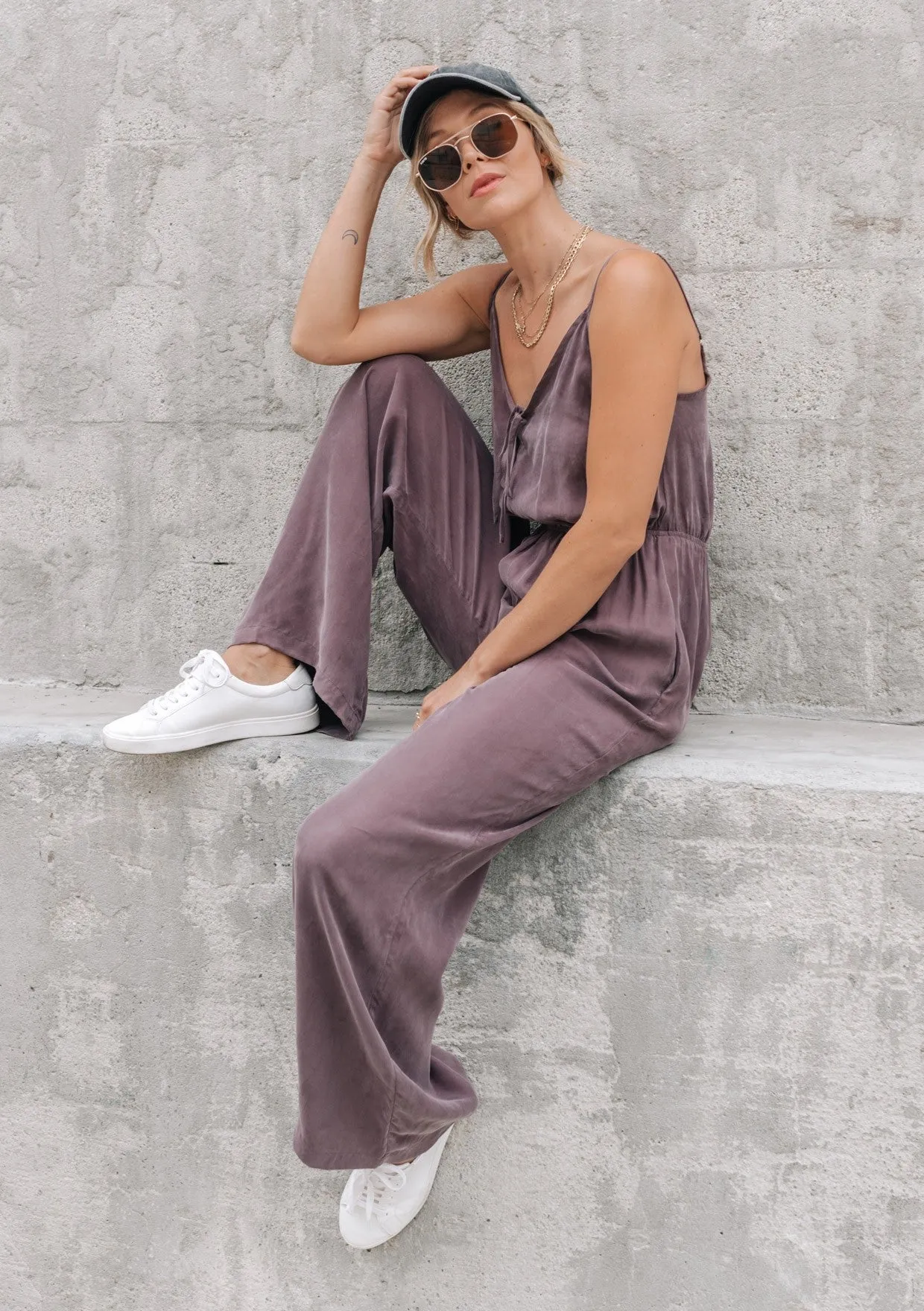 Cupro Spaghetti Strap Jumpsuit