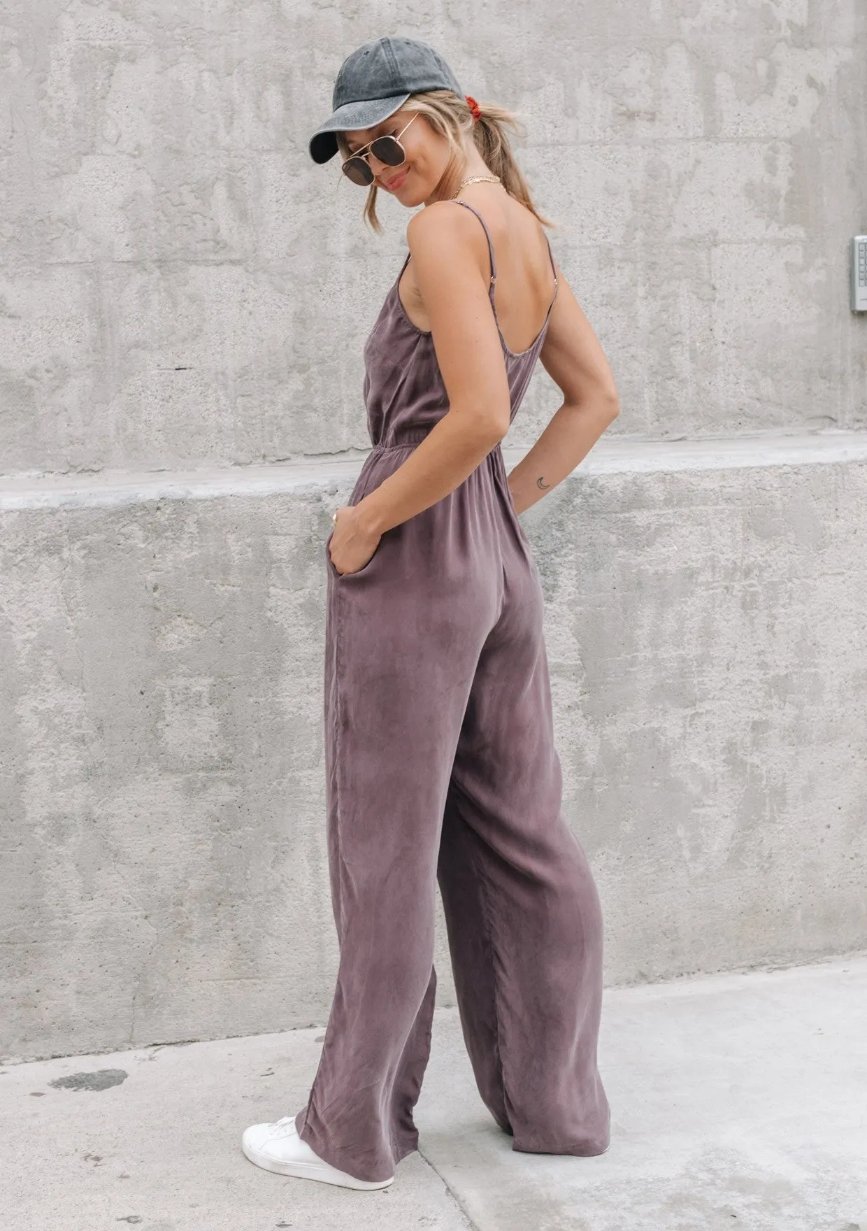 Cupro Spaghetti Strap Jumpsuit