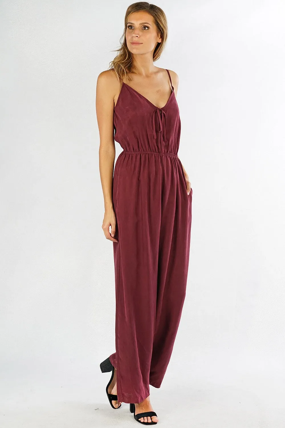Cupro Spaghetti Strap Jumpsuit