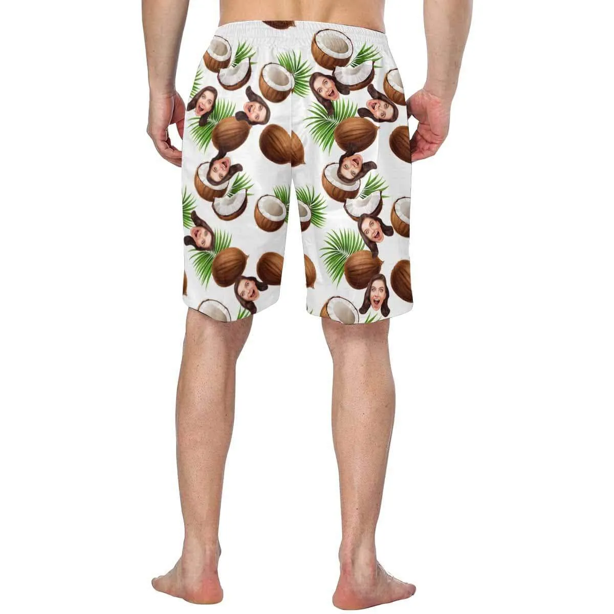 Custom Face Coconut Personalized Photo Men's Elastic Beach Shorts