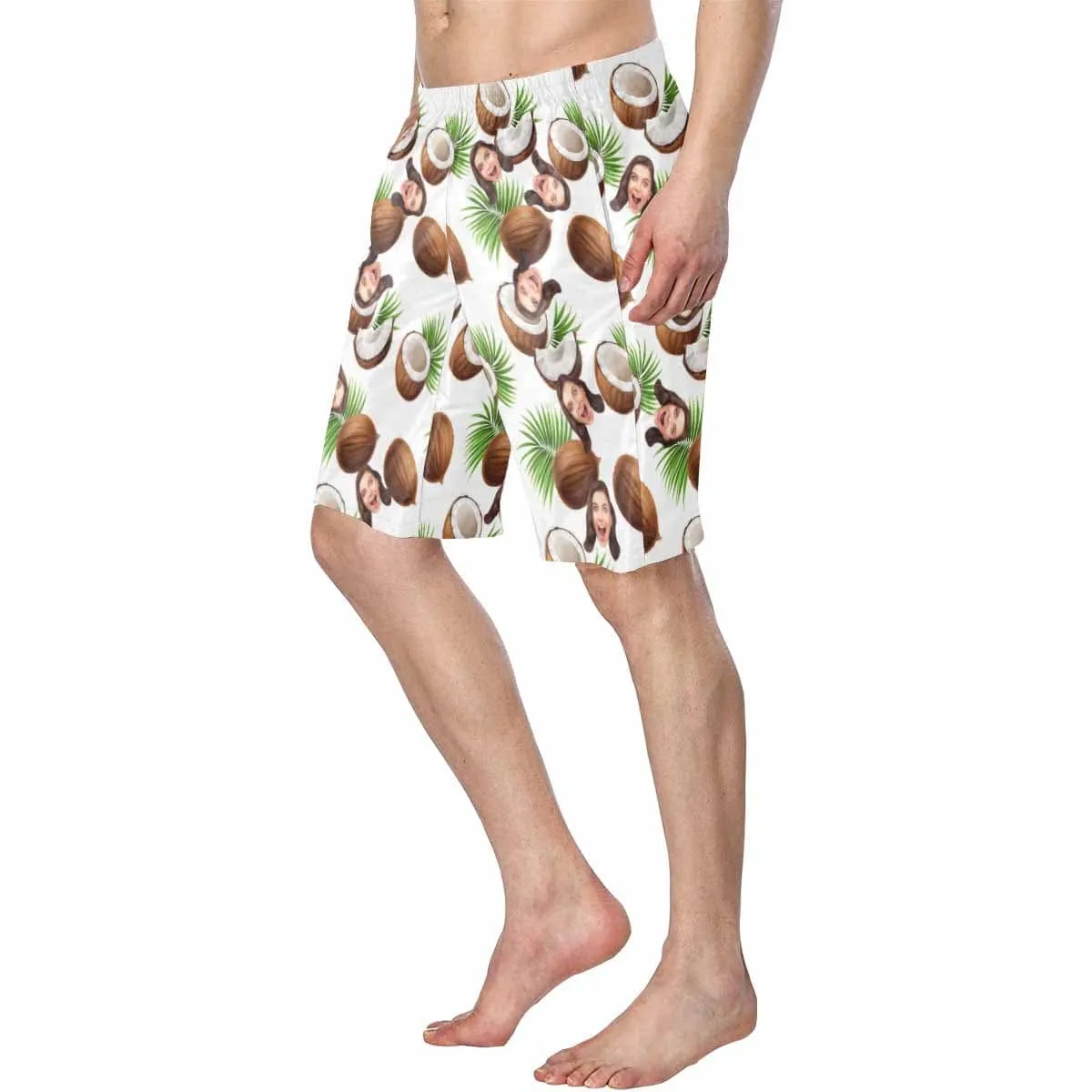 Custom Face Coconut Personalized Photo Men's Elastic Beach Shorts