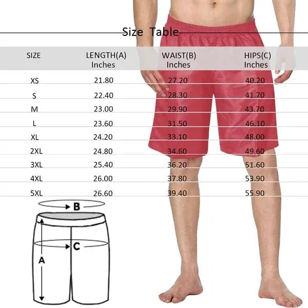 Custom Face Colorful Lips Lattice Personalized Photo Men's Elastic Beach Shorts
