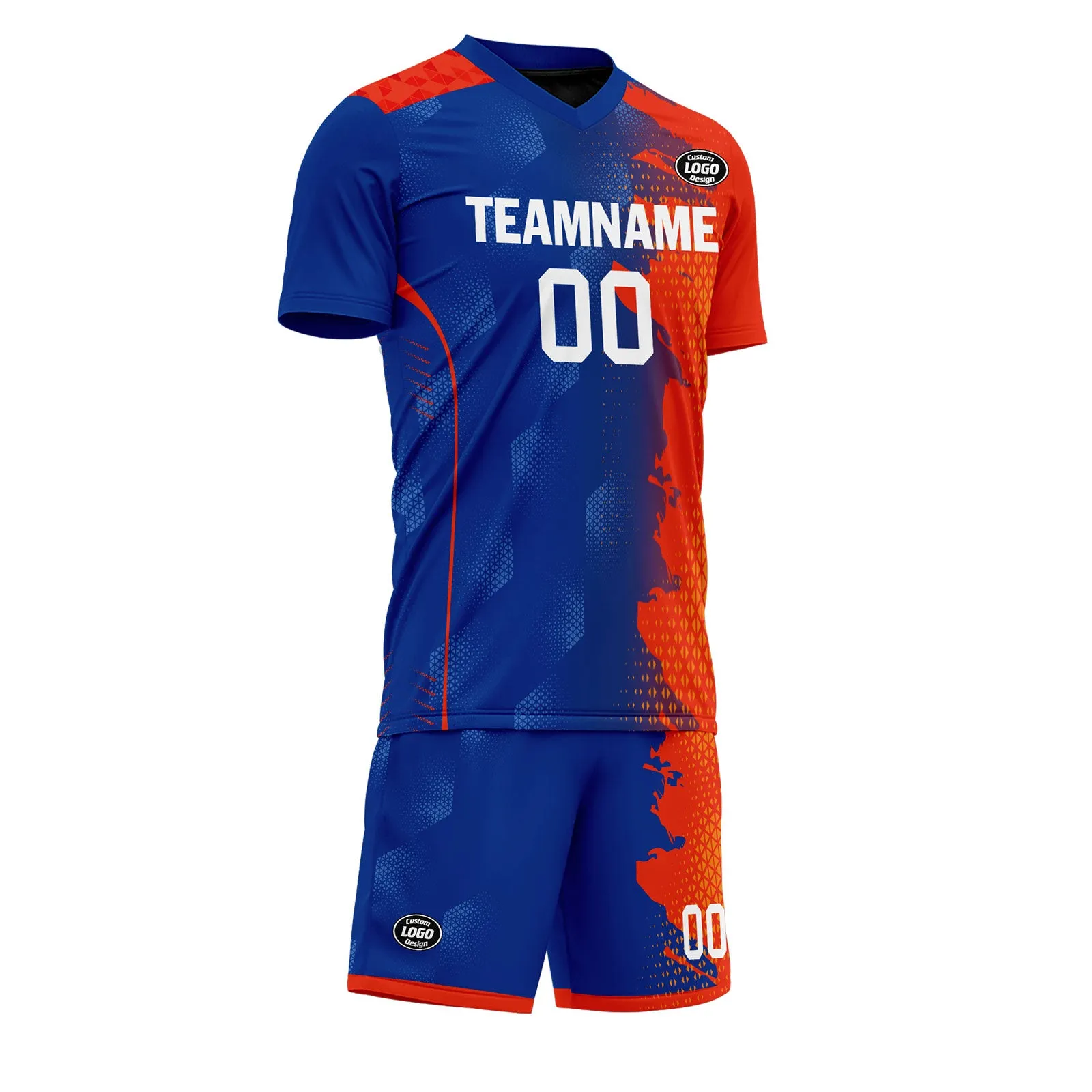 Custom Orange Blue Soccer Sets Jersey Personalized SCJ101-D020210-1