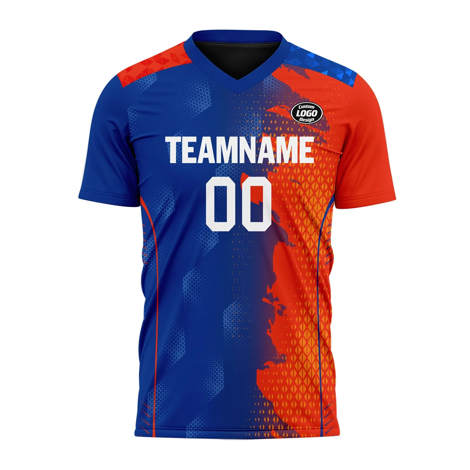 Custom Orange Blue Soccer Sets Jersey Personalized SCJ101-D020210-1