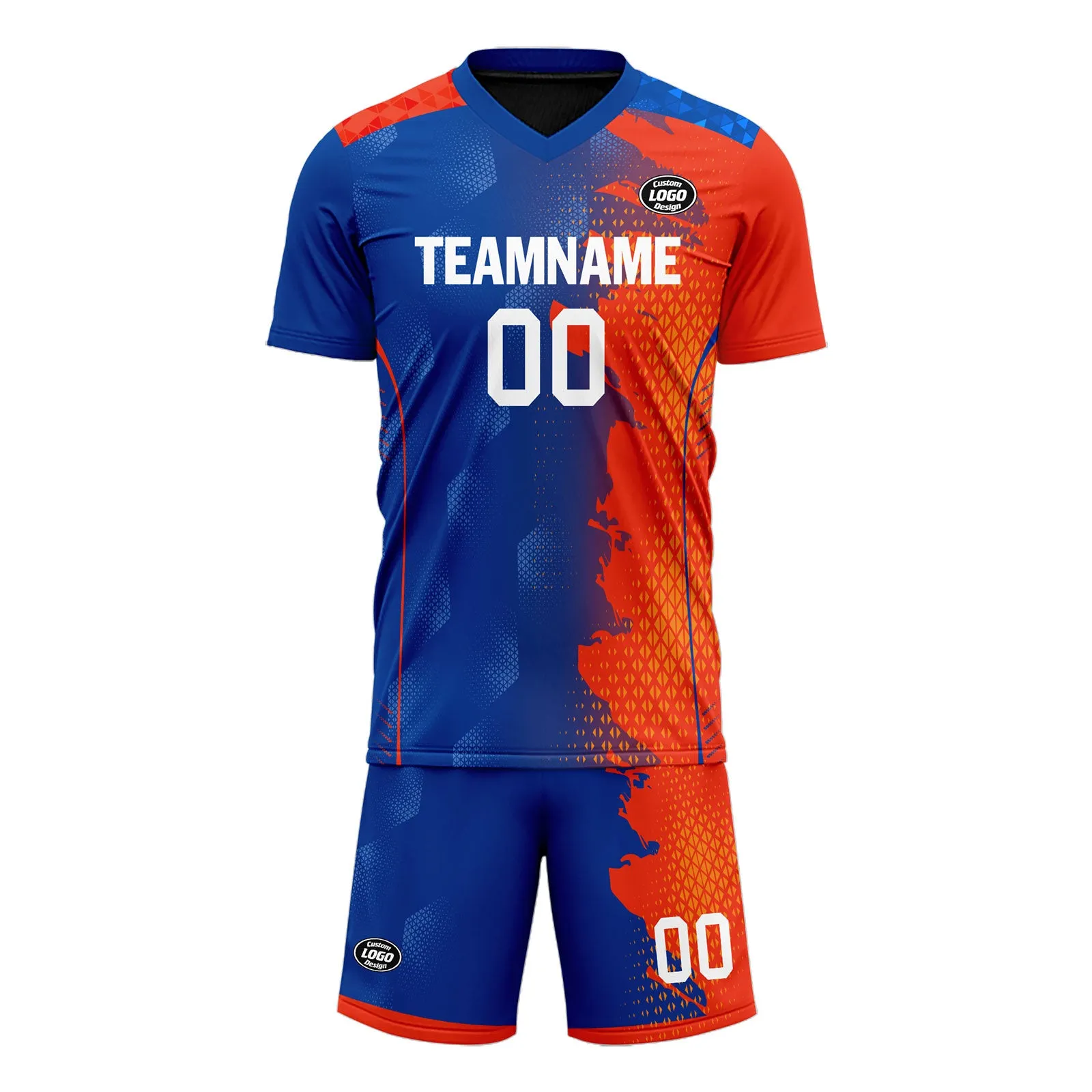 Custom Orange Blue Soccer Sets Jersey Personalized SCJ101-D020210-1