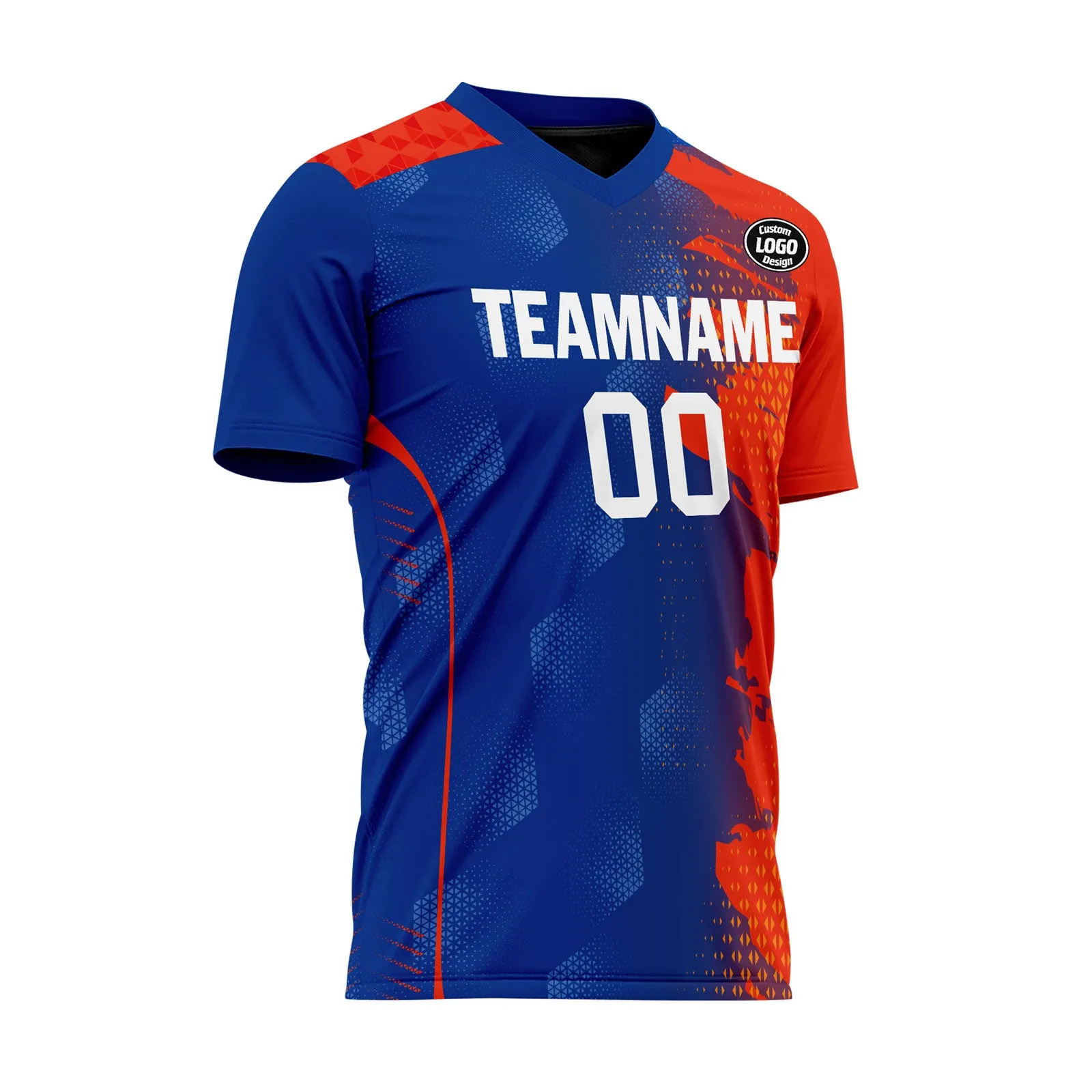 Custom Orange Blue Soccer Sets Jersey Personalized SCJ101-D020210-1