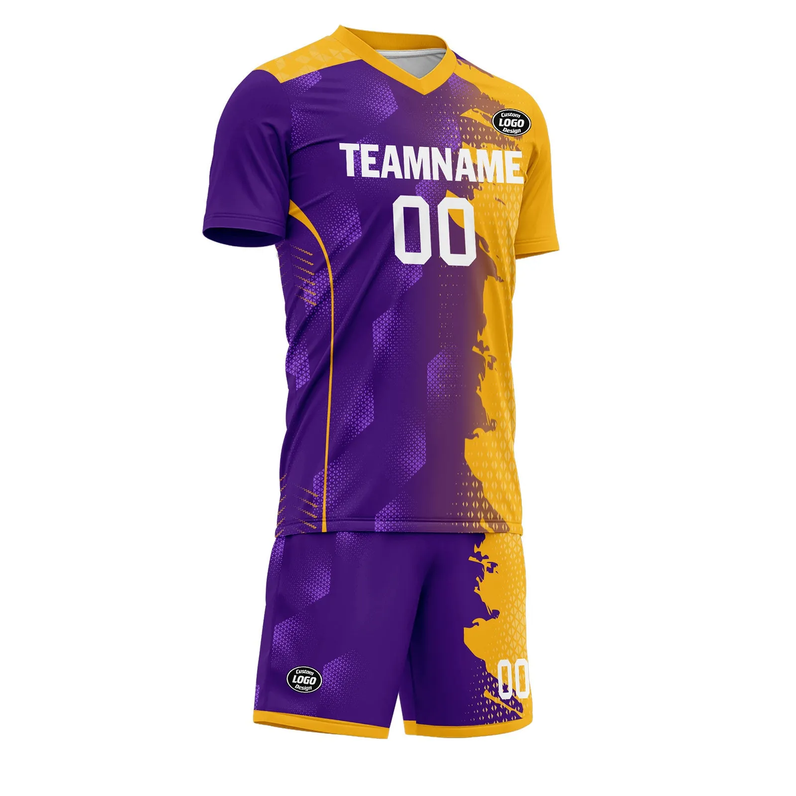 Custom Purple Yellow Soccer Sets Jersey Personalized SCJ101-D020210-10