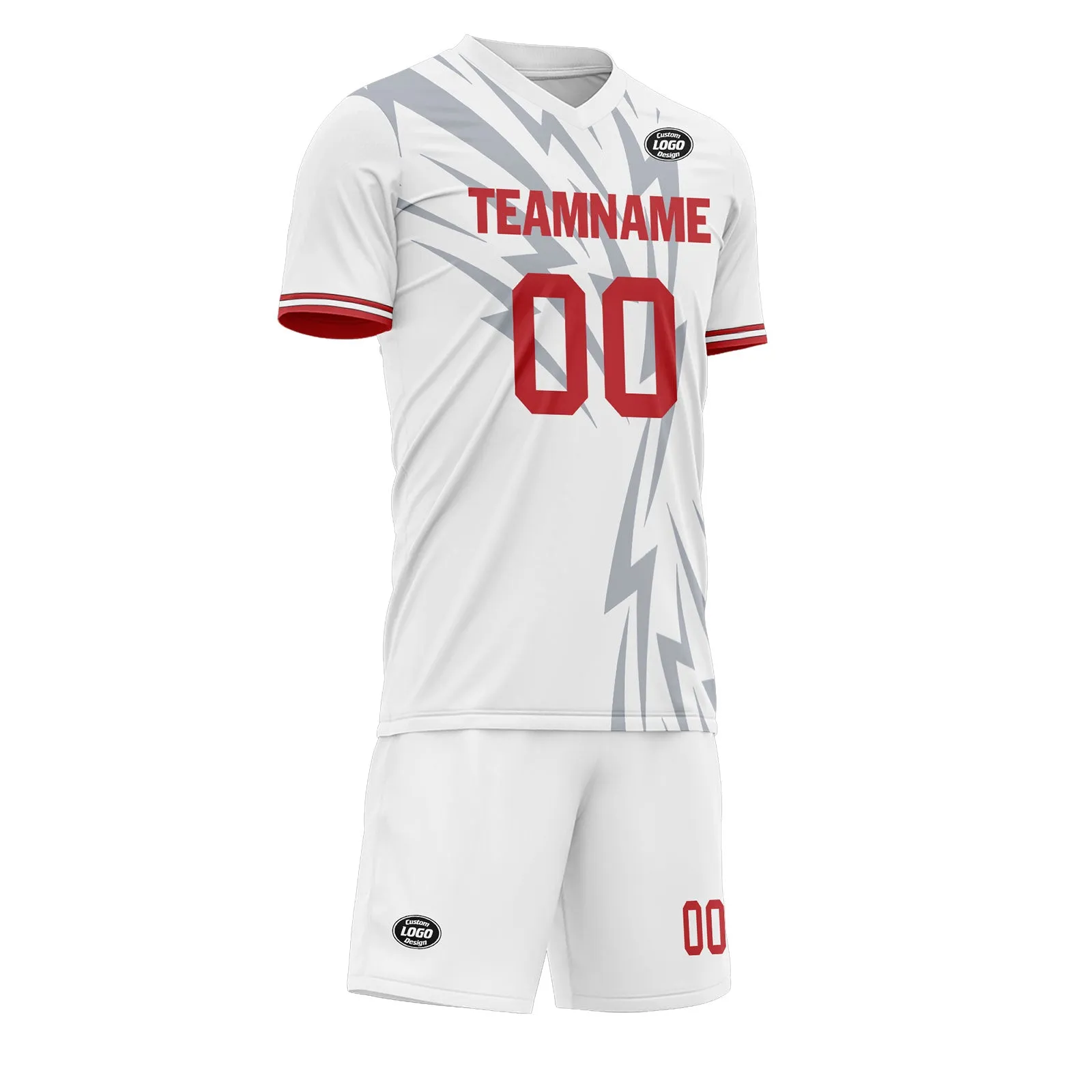 Custom White Gray Soccer Sets Jersey Personalized SCJ101-D28038