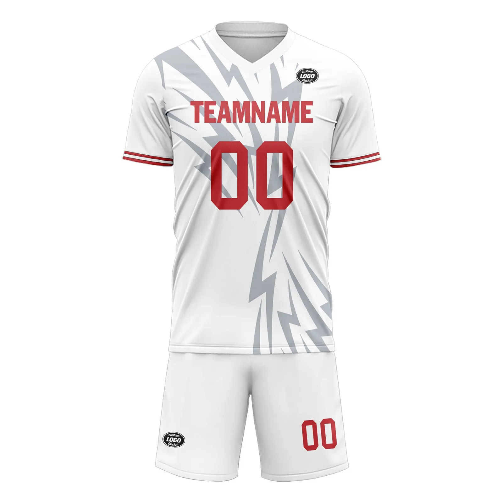 Custom White Gray Soccer Sets Jersey Personalized SCJ101-D28038