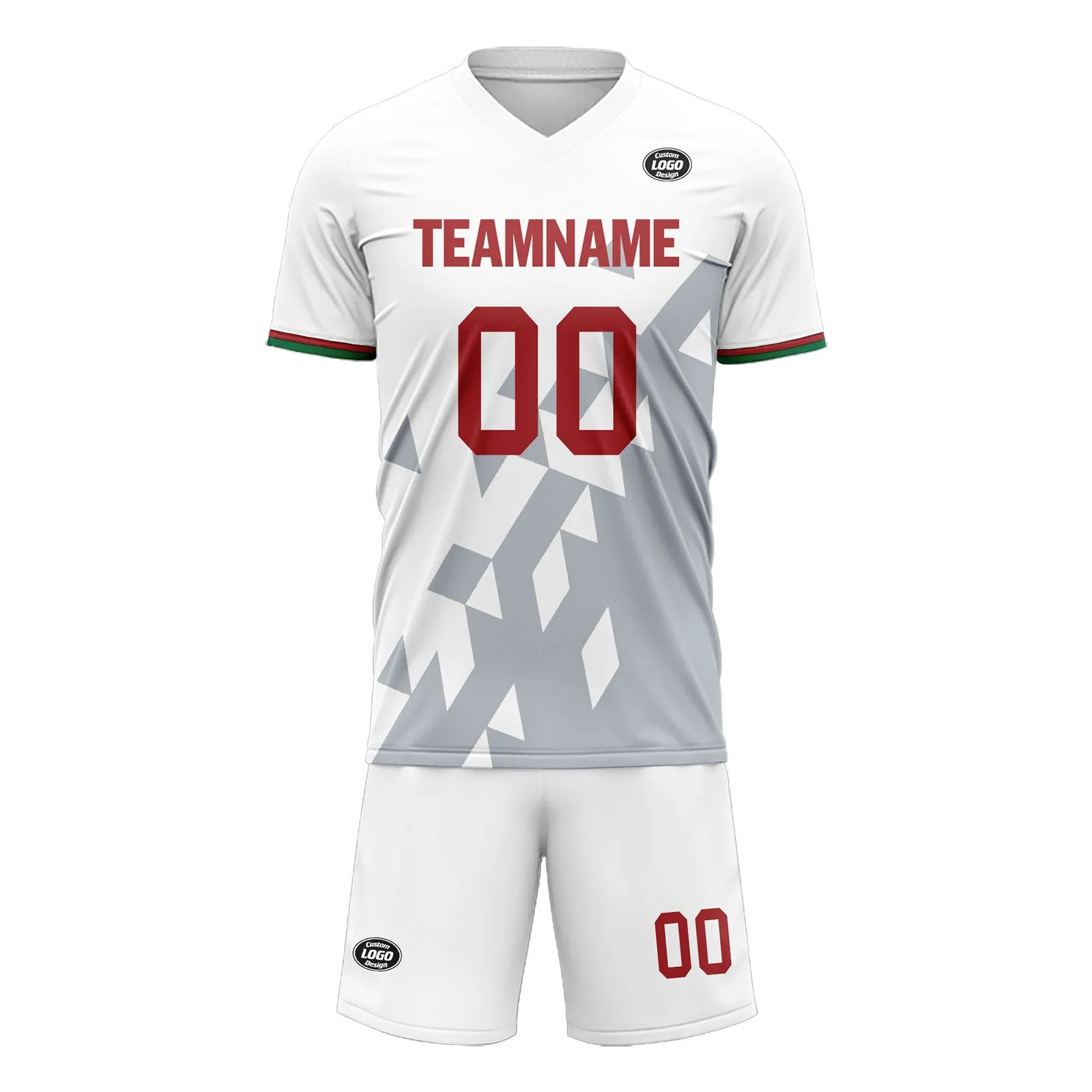 Custom White Gray Soccer Sets Jersey Personalized SCJ101-D28039