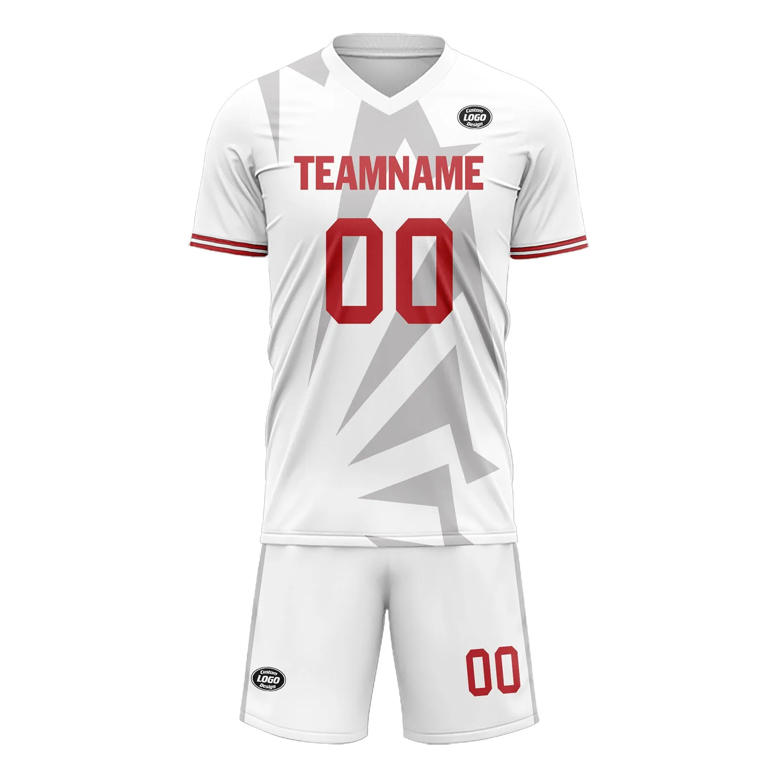Custom White Gray Soccer Sets Jersey Personalized SCJ101-D28046