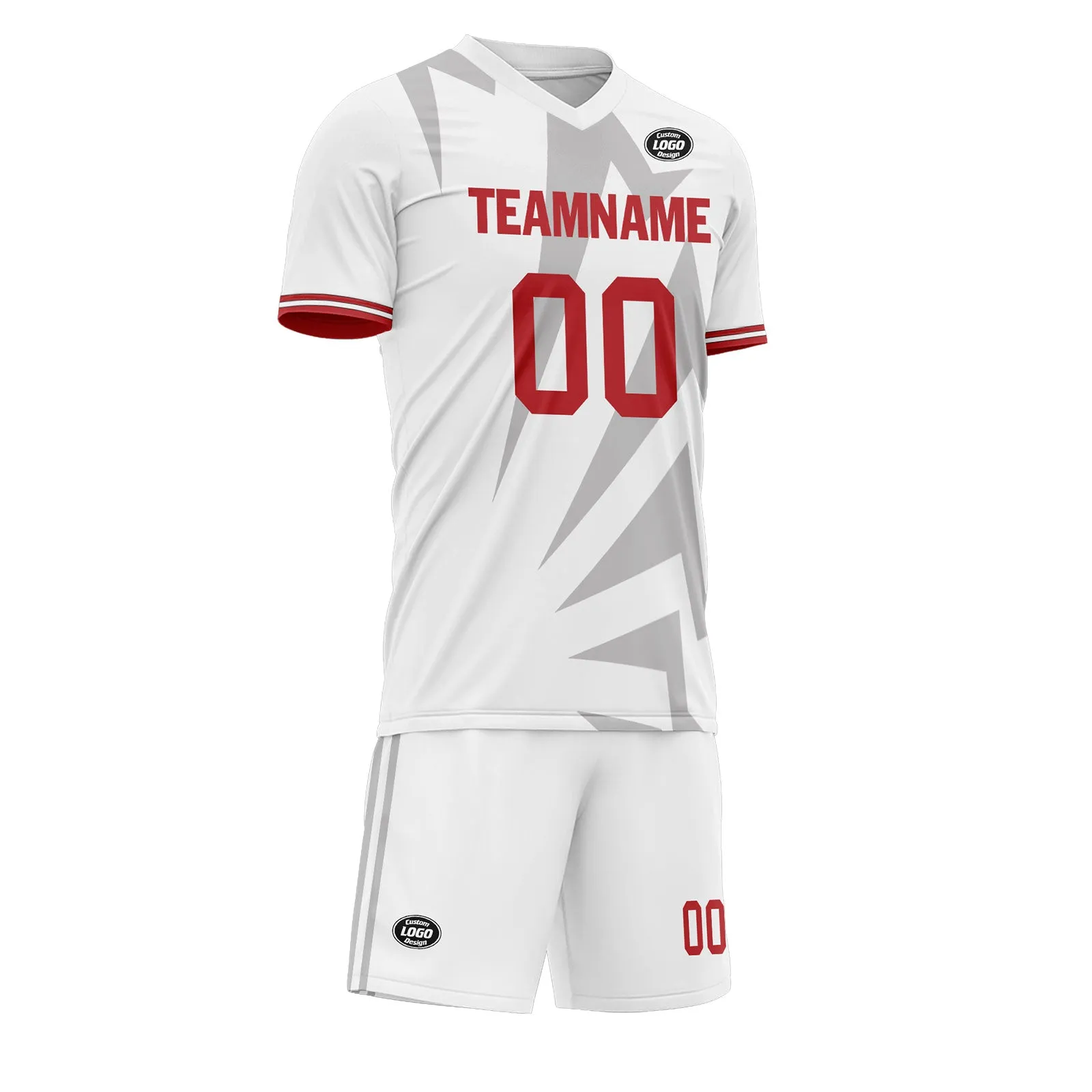 Custom White Gray Soccer Sets Jersey Personalized SCJ101-D28046