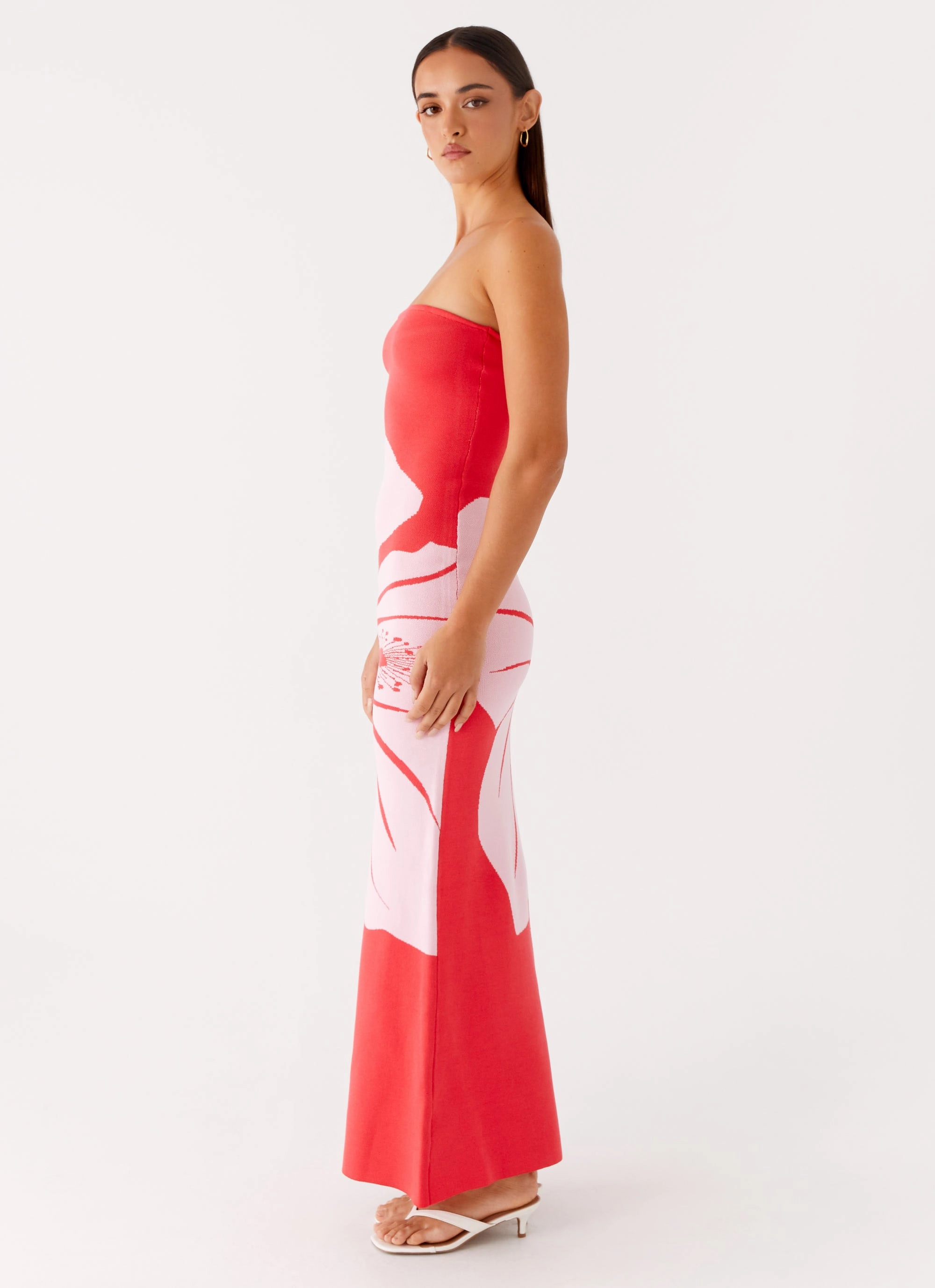 Jala Strapless Knit Maxi Dress - Red Floral Simple Profile