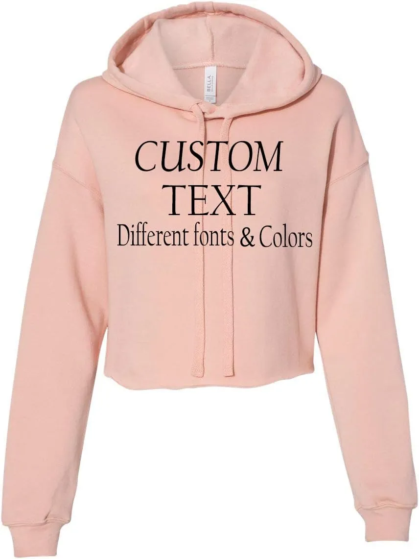 Customized Bella Canvas Women's Cropped Fleece Hoodie Add Text Personalized Hoodie Cropped