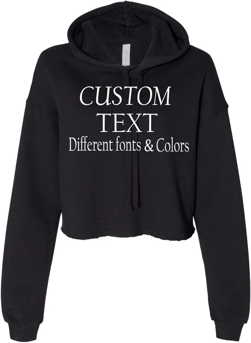Customized Bella Canvas Women's Cropped Fleece Hoodie Add Text Personalized Hoodie Cropped