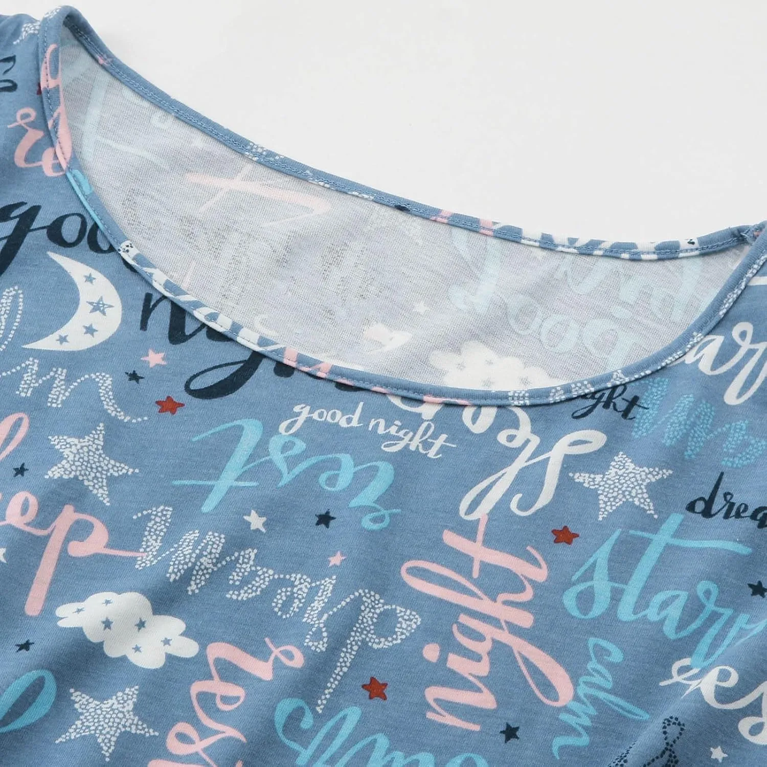 Cute Pajama Set for Women 2 Piece Print Lounge Set Soft Short Sleeve Pjs Capri Pants Sleepwear Casual Loungewear Set