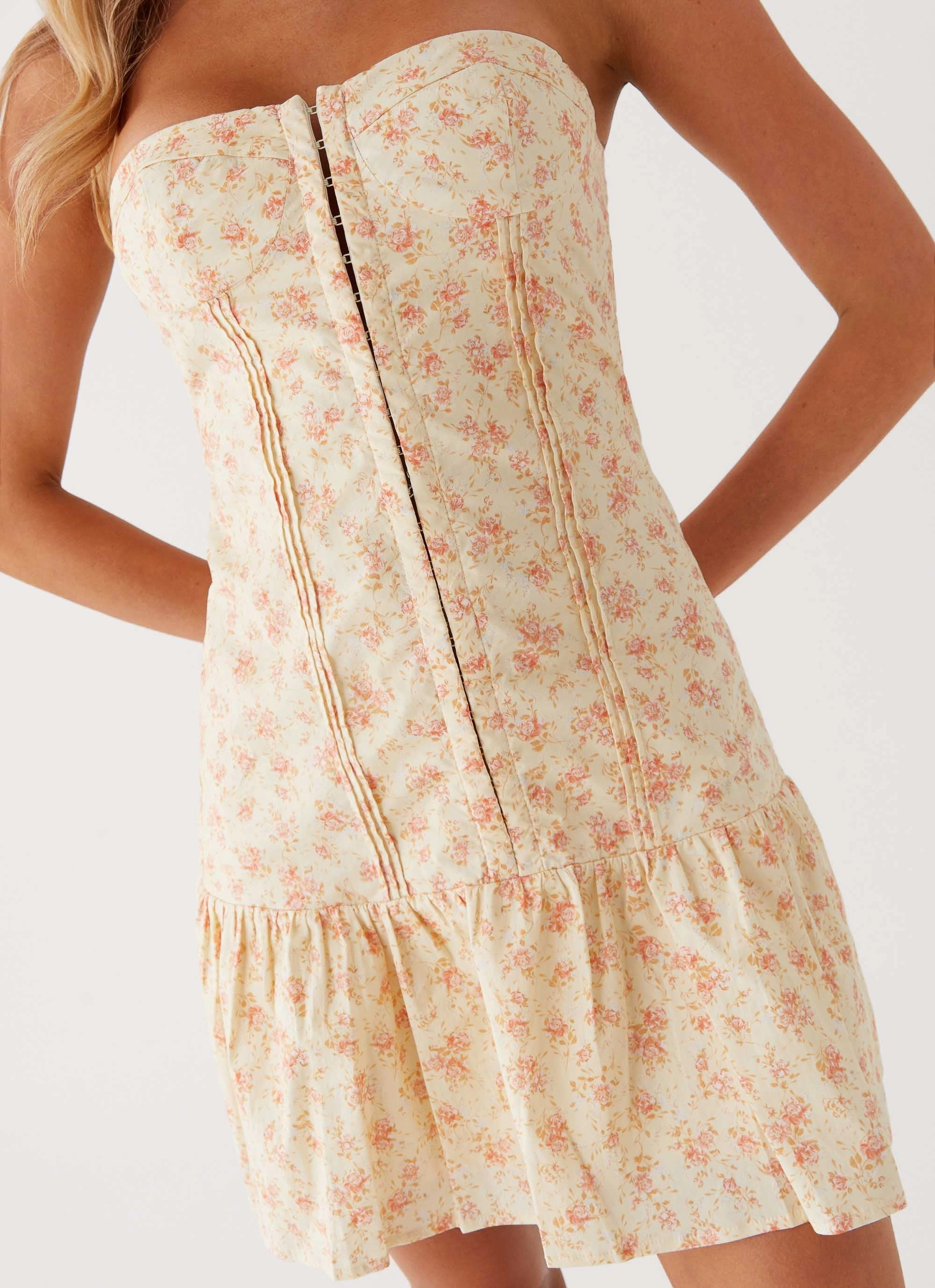 Bloomsbury Bustier Mini Dress - Yellow Ditsy Floral Evening-Wear