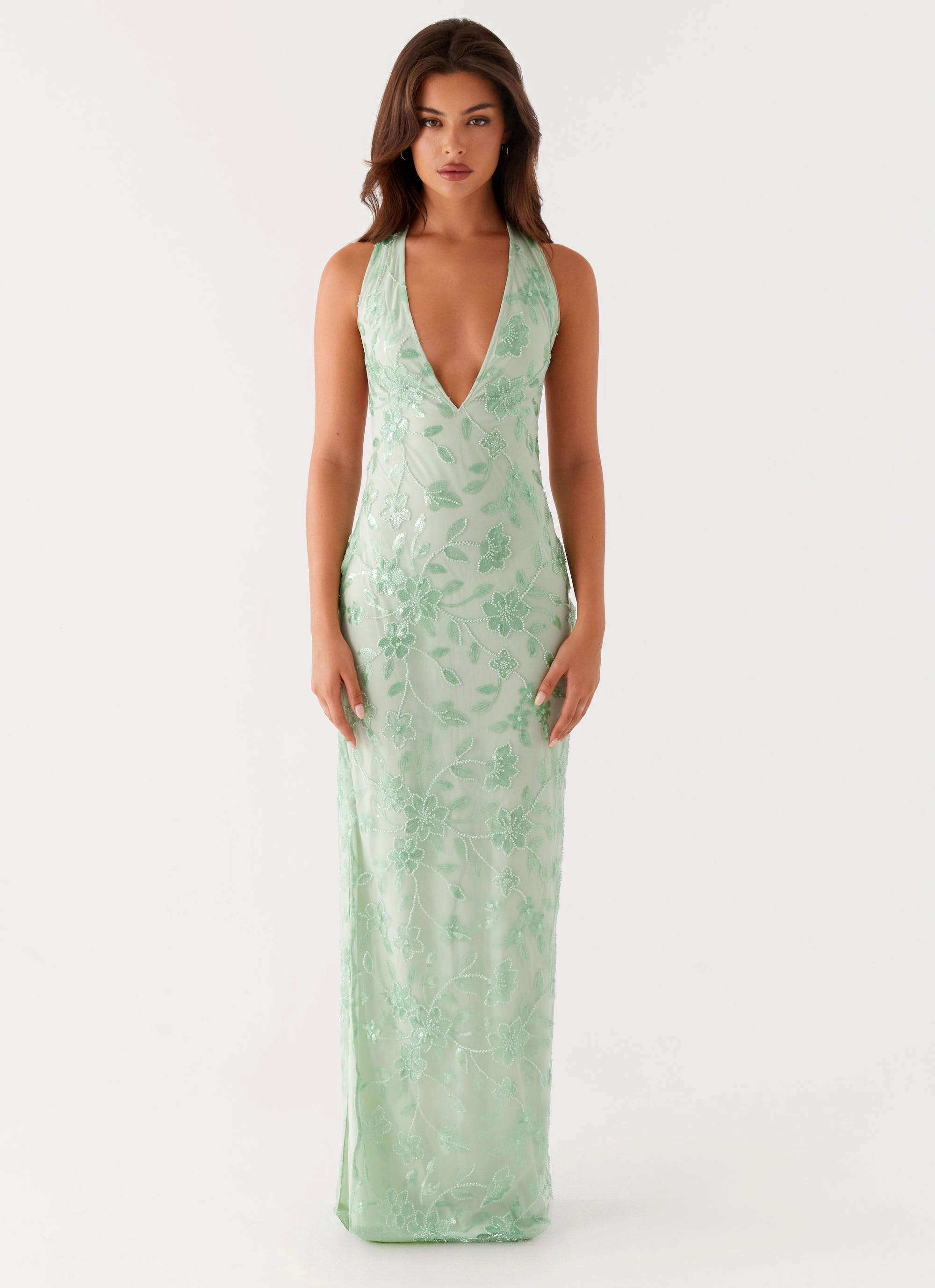 Cydney Beaded Maxi Dress - Sage Shine Moment