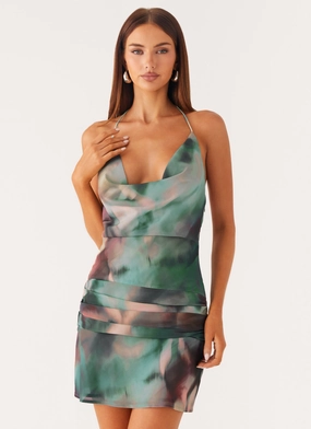 Cyna Cowl Mini Dress - Sea Splash New York Effortless Fit Design