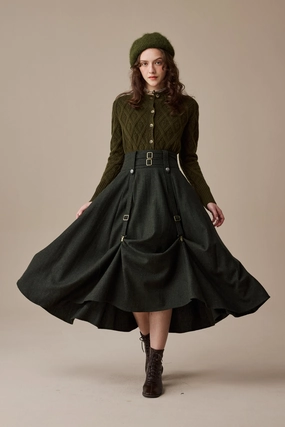 Anti Static Fabric DoubleLayered Cynthia 16 | Adjustable wool skirt