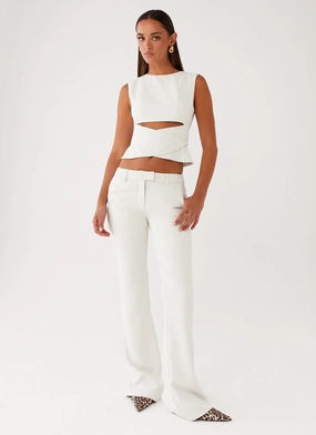 Casual Comfort Look Daily Wear Cyra Low Rise Slim Fit Pants - Ivory