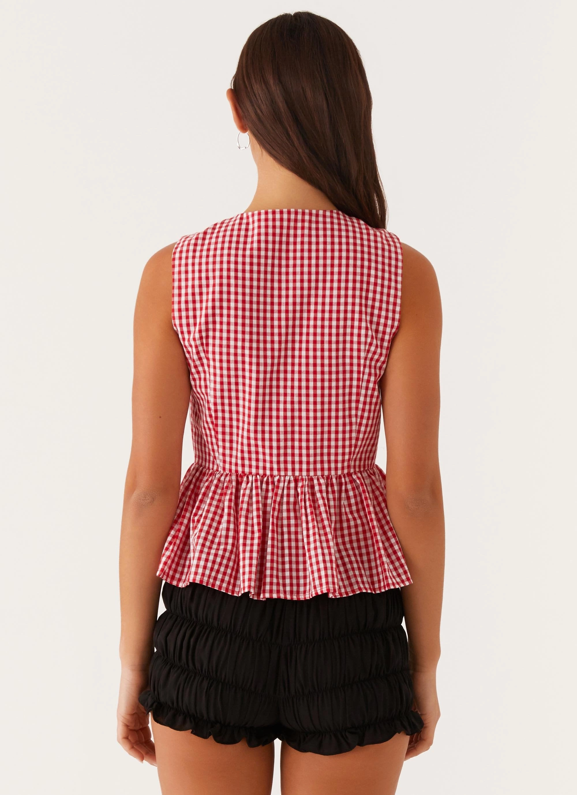Classic Tank SlimFit Cyrene Tie Top - Red Gingham