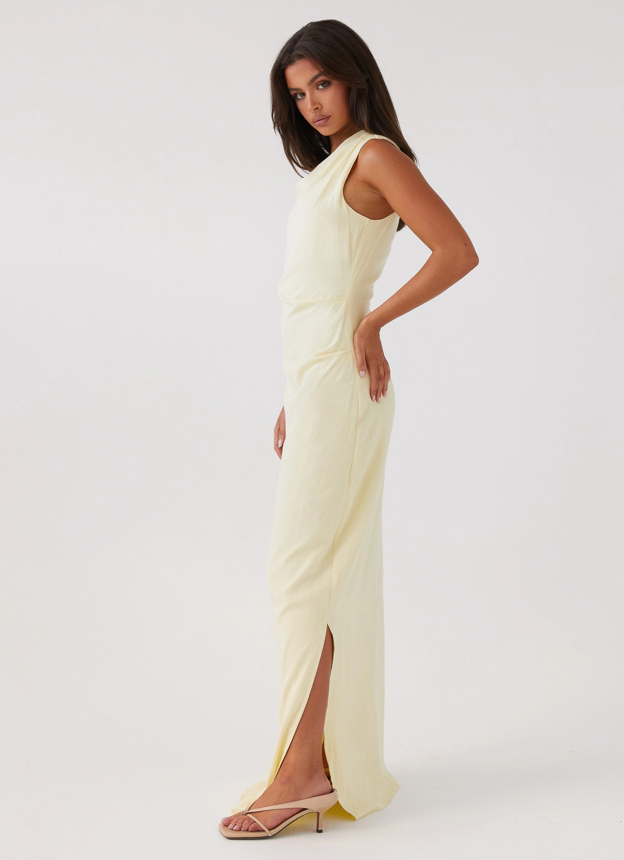 Simple Yet Elegant Daffodil Charm Linen Maxi Dress - Sunflower Yellow
