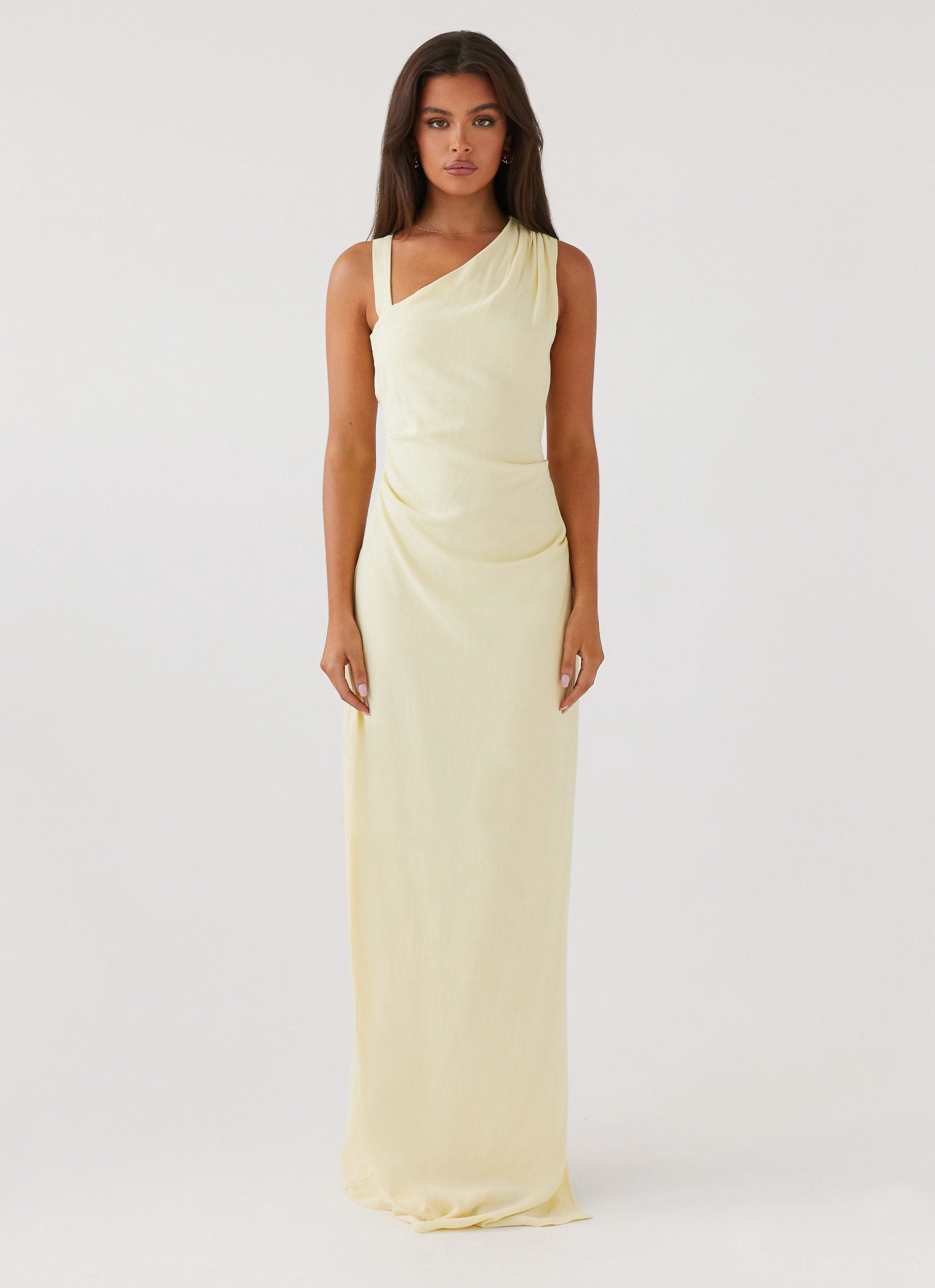 Sharp Profile TemperatureRegulatingFabric Daffodil Charm Linen Maxi Dress - Sunflower Yellow