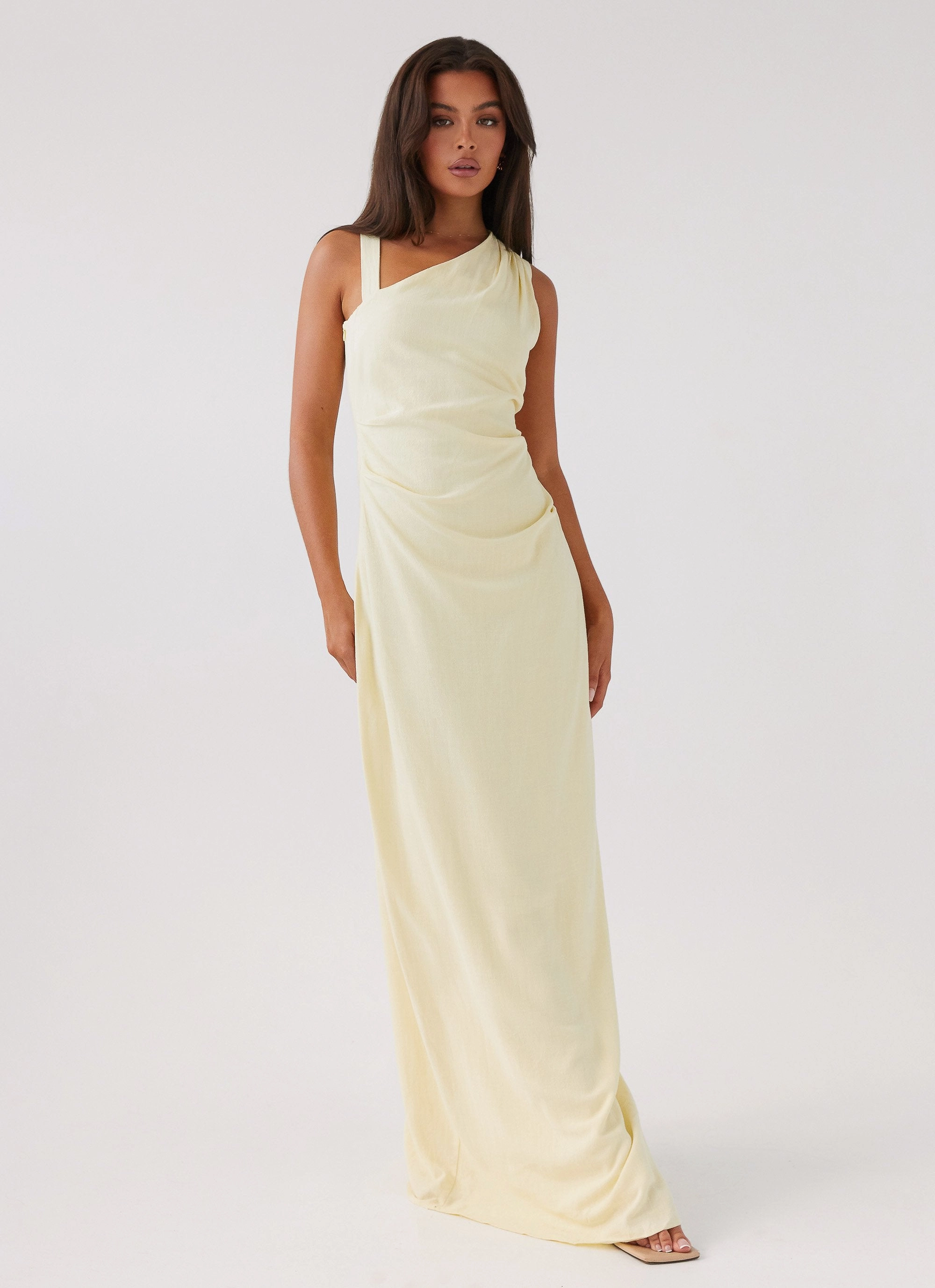 Daffodil Charm Linen Maxi Dress - Sunflower Yellow Love Soft Functional-Design