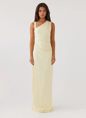 Sharp Profile TemperatureRegulatingFabric Daffodil Charm Linen Maxi Dress - Sunflower Yellow