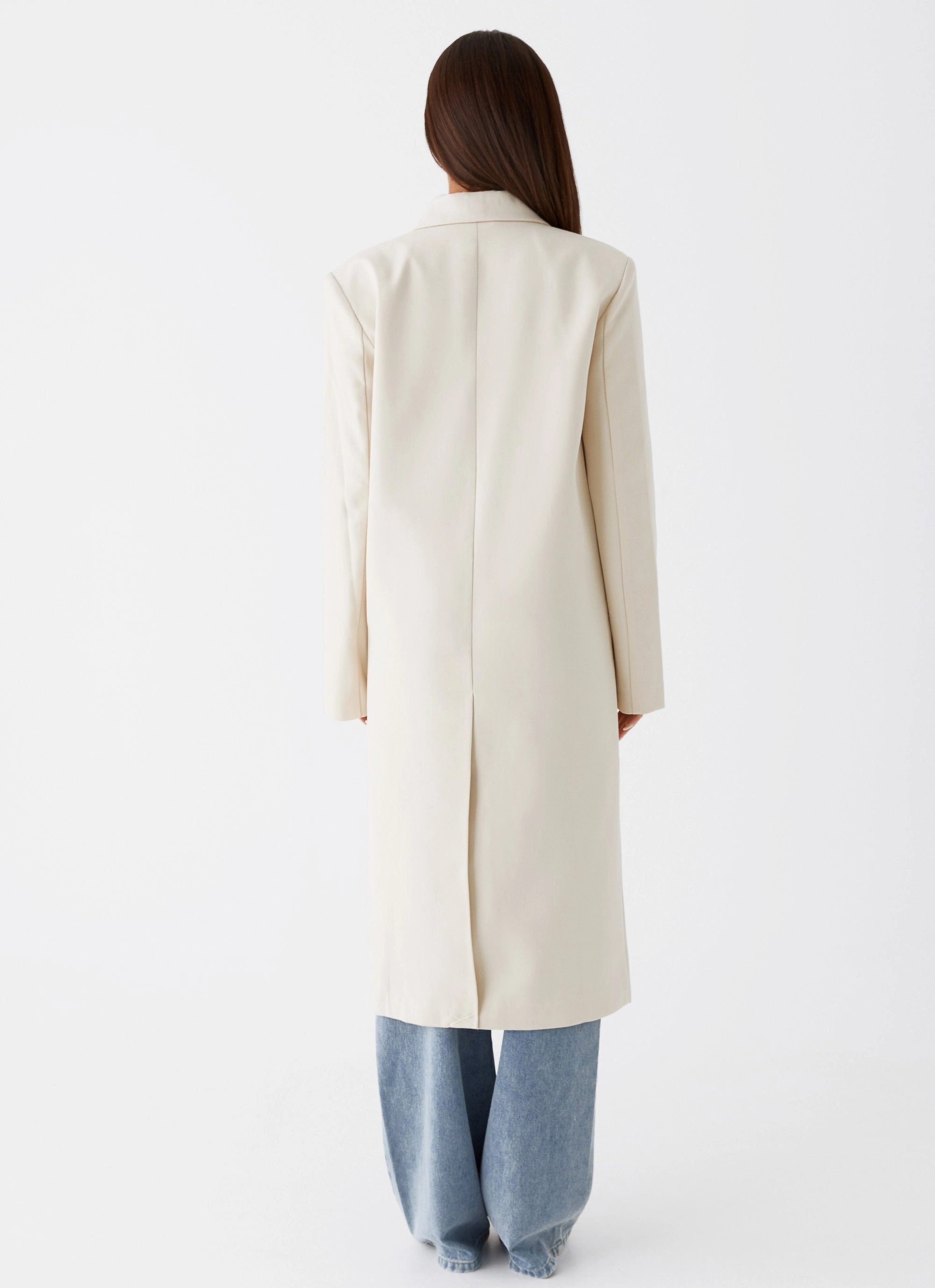 Foldable Shoulder Straps On Duty Layer Dalia Double Breasted Blazer Coat - Beige