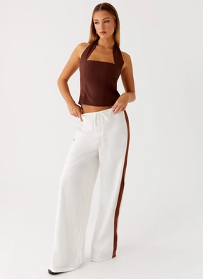 Dalida Linen Pants - Ivory Fade Resistant Dye Flat Seams