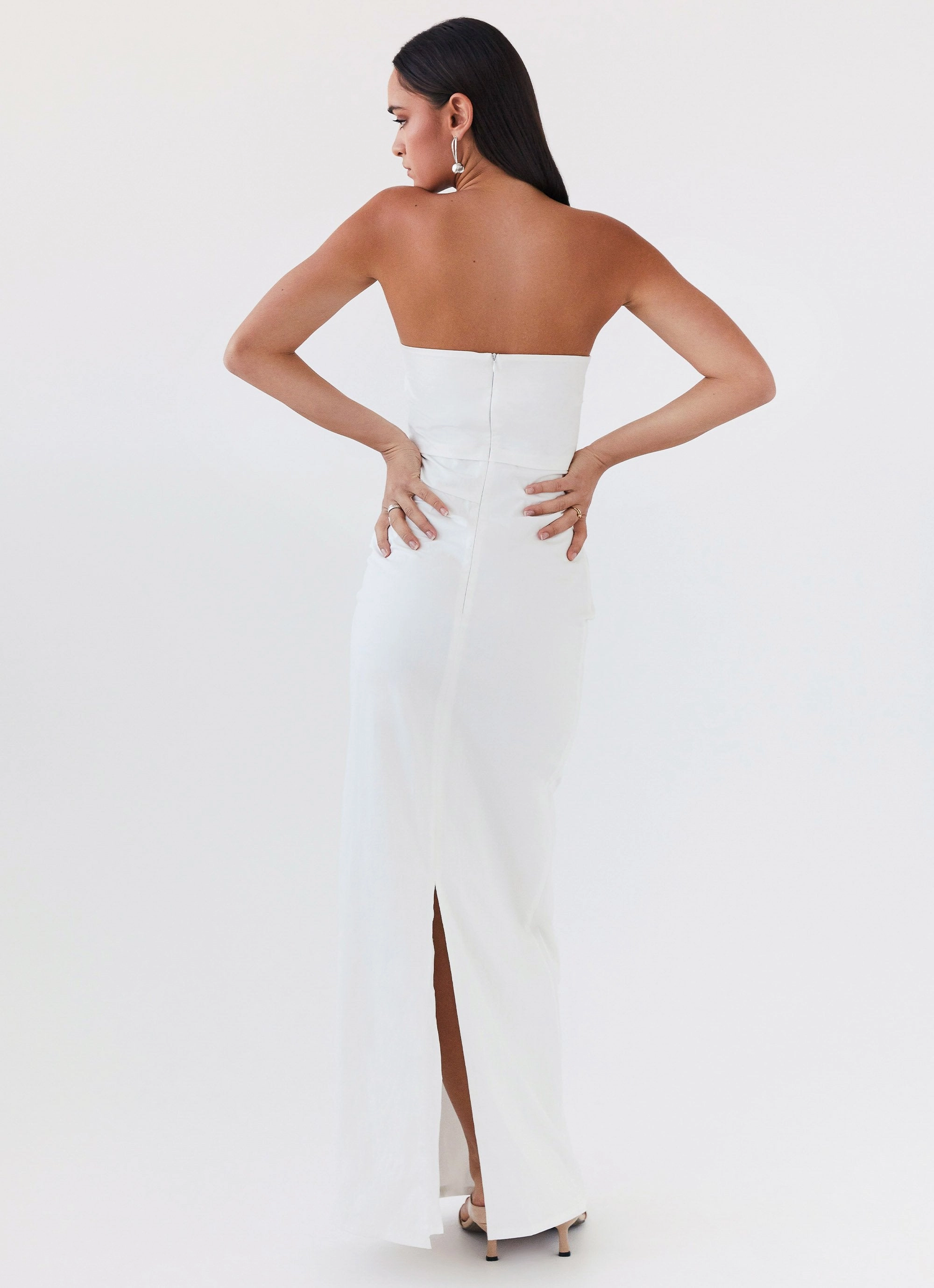Danielle Strapless Maxi Dress - White Smooth-Lining