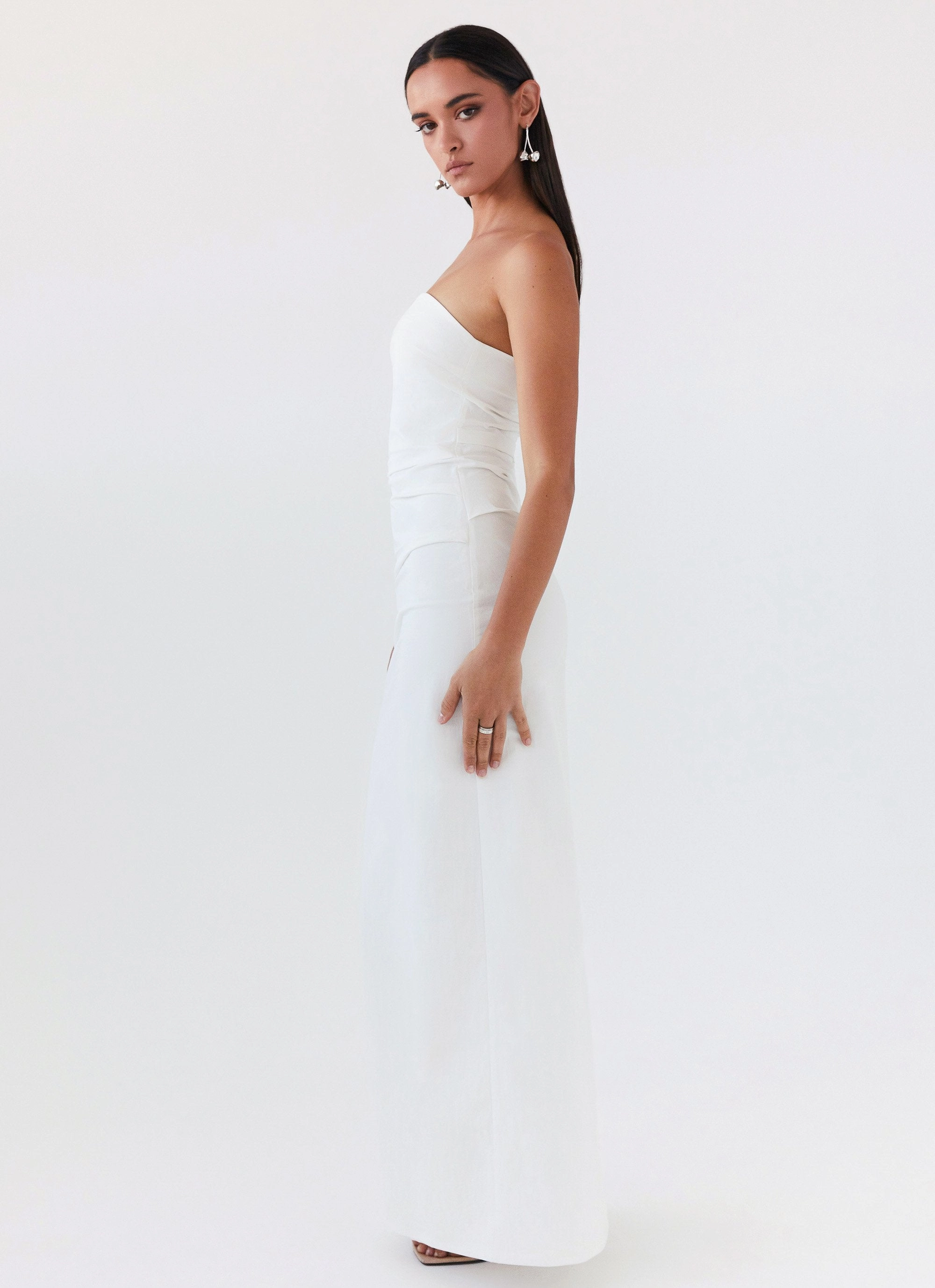 Light And Airy Sophisticated Elegance Danielle Strapless Maxi Dress - White