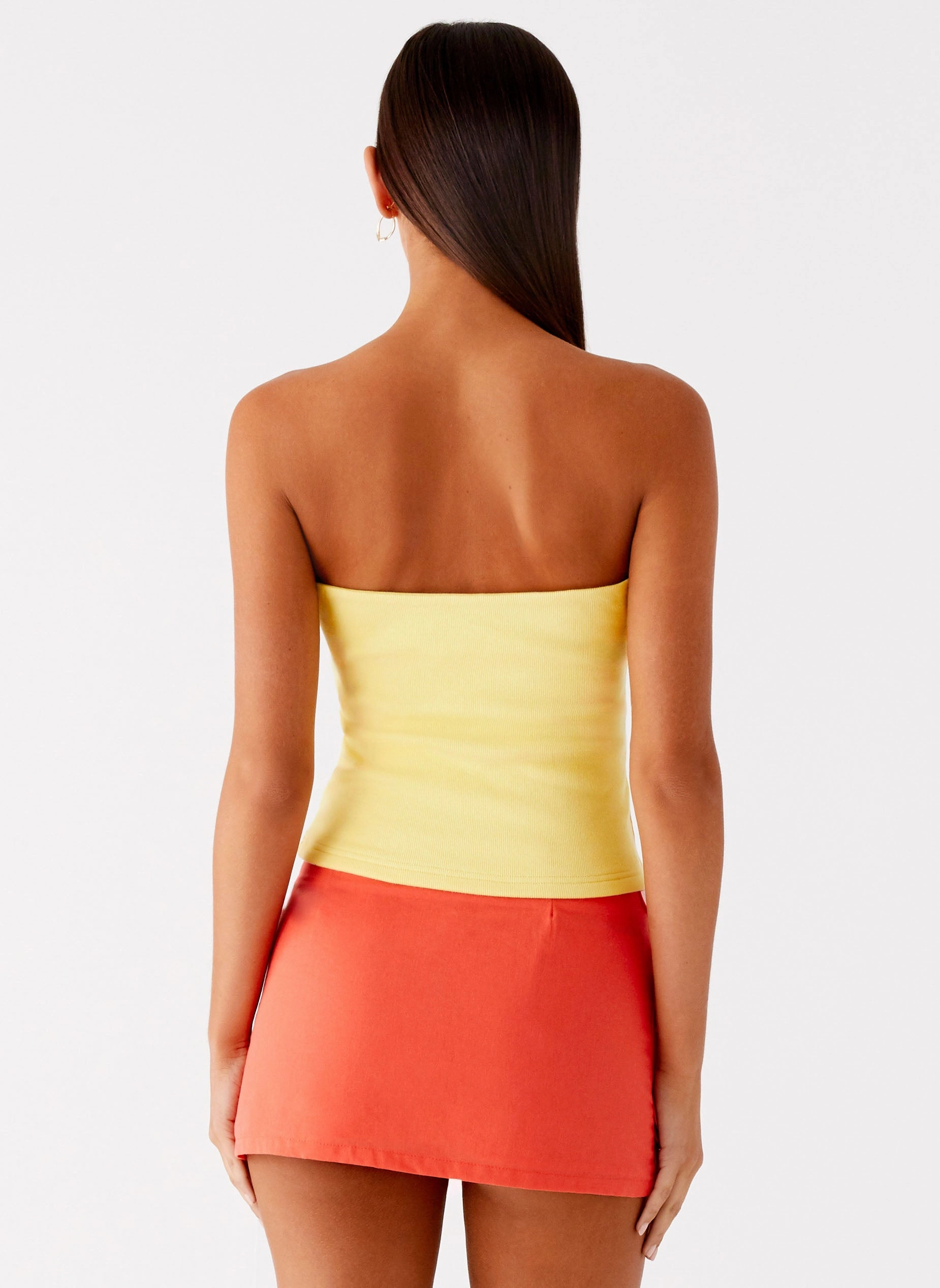Danta Strapless Top - Yellow Sleeveless Tee