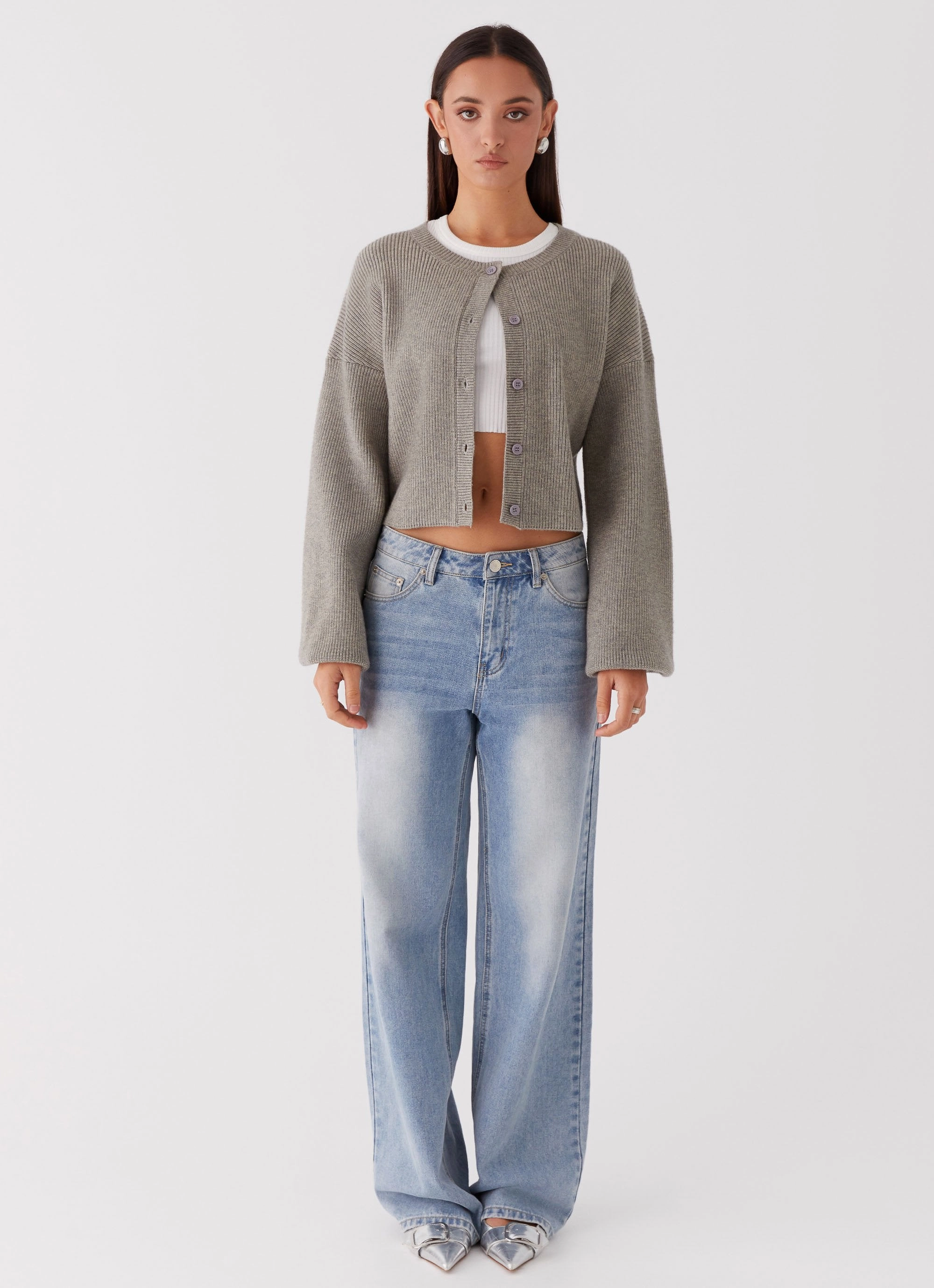 hypoallergenic material Breathable Design Daphne Knit Cardigan - Light Grey
