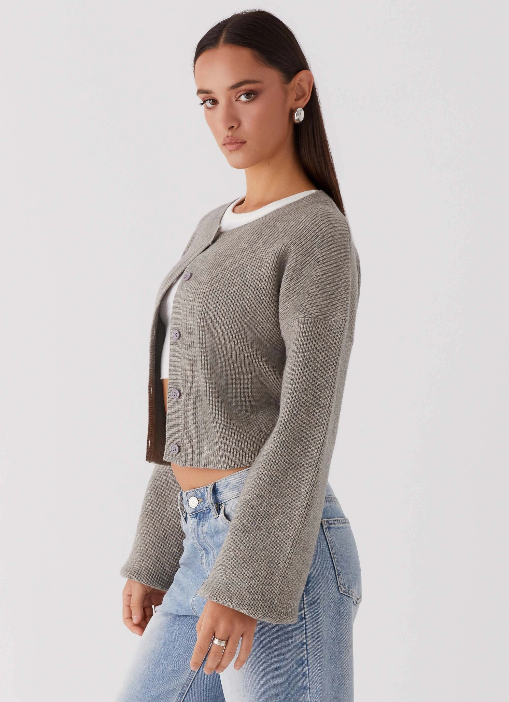 Daphne Knit Cardigan - Light Grey Tear Resistant Material