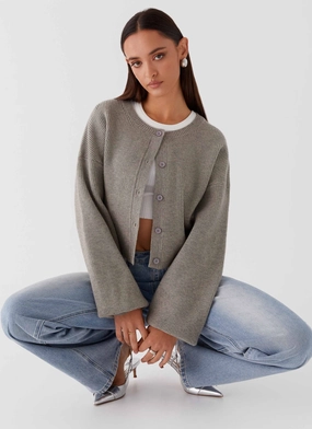 Compressed Packing Design Daphne Knit Cardigan - Light Grey