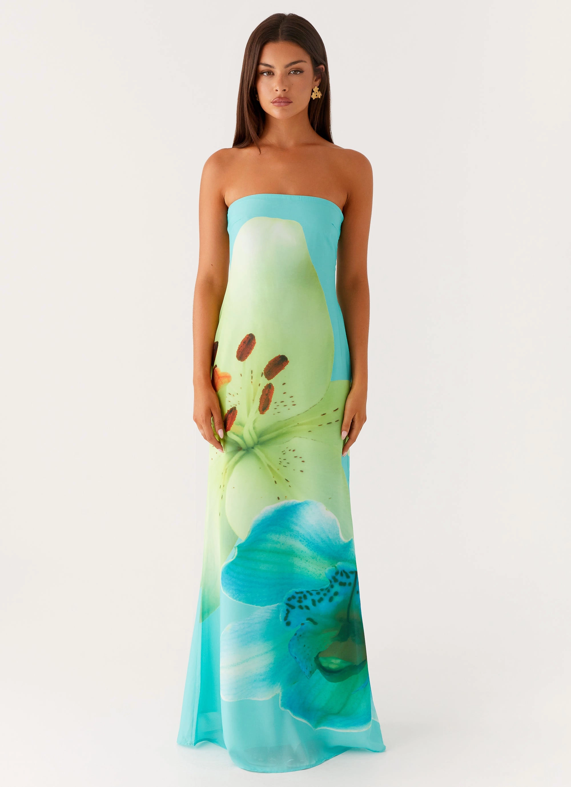 Darcy Maxi Dress - Turquoise Floral Lounge Cut