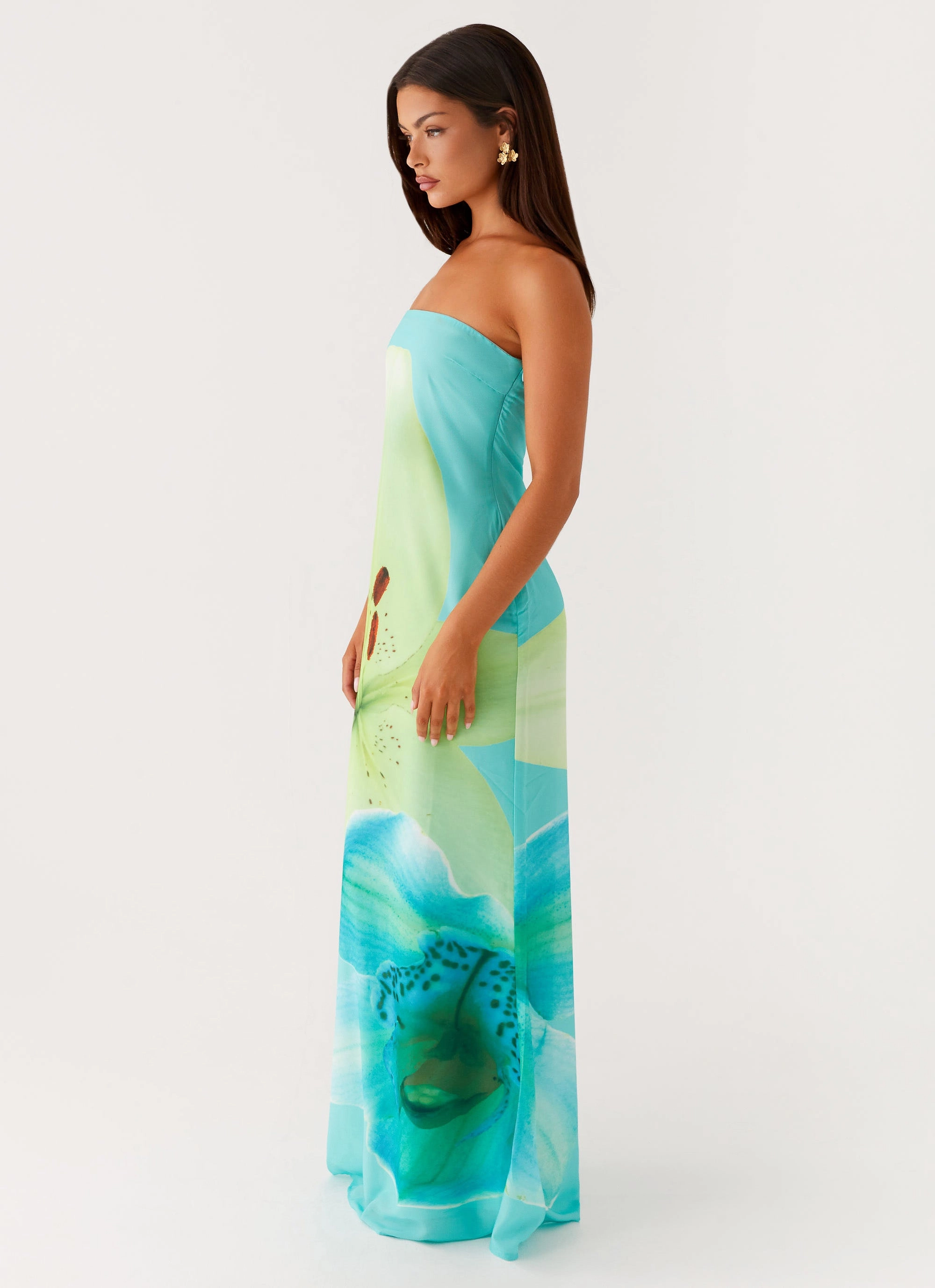 Smart Waistband Design Weekend Fresh Darcy Maxi Dress - Turquoise Floral