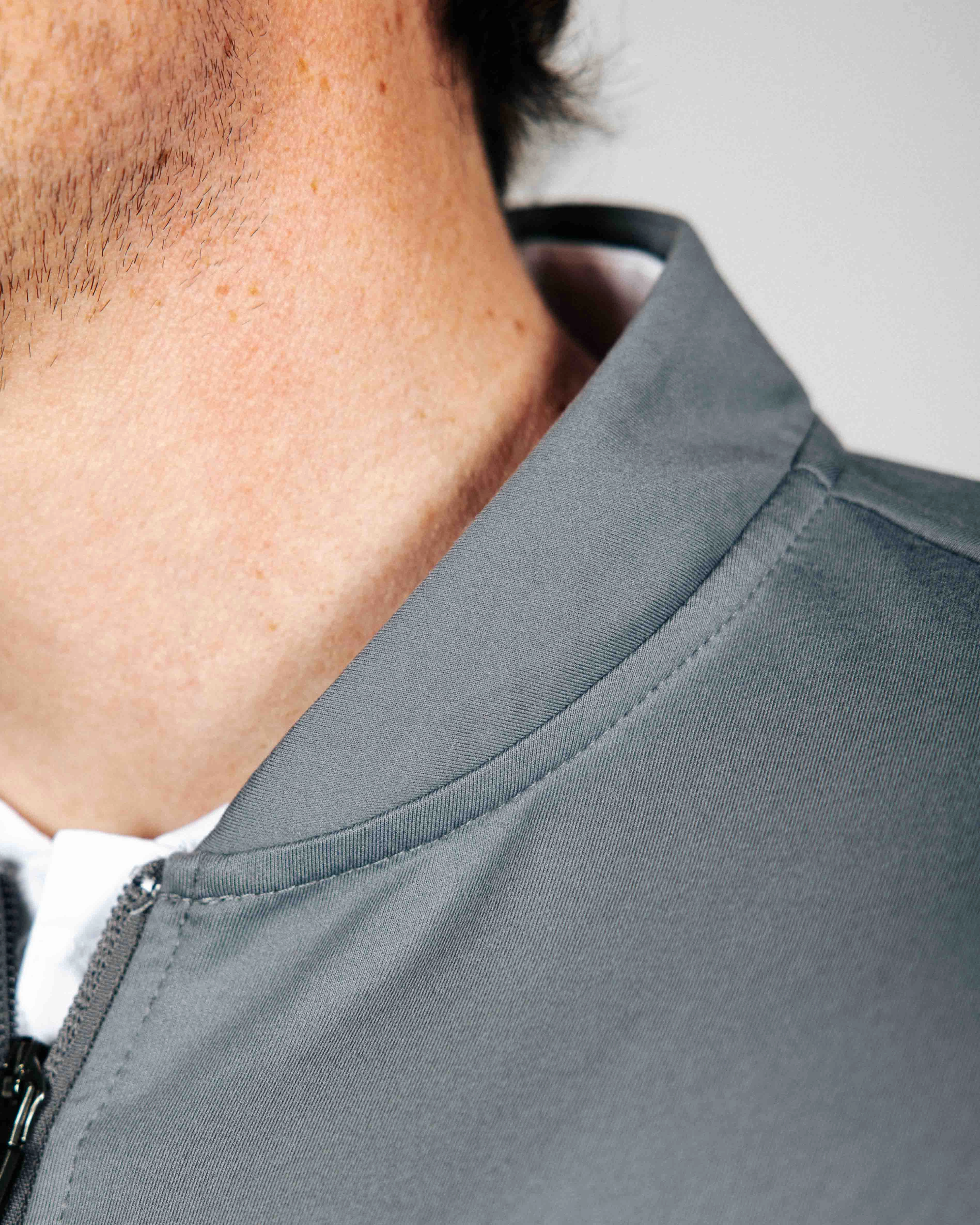 Dark Gray Blade Quarter Zip BoxyCrop V-neck Shirt