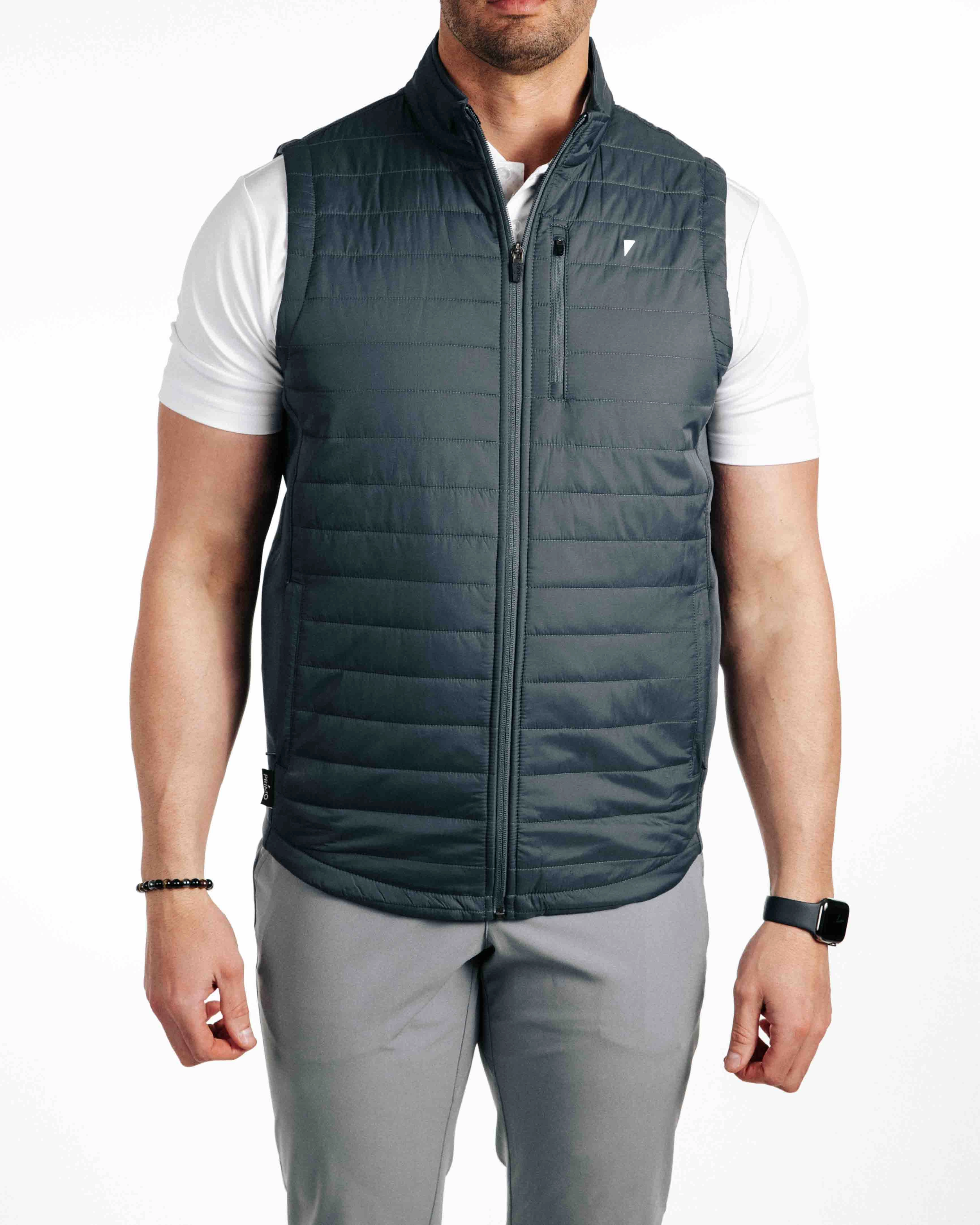 Dark Gray Puff Vest Quilted Lining