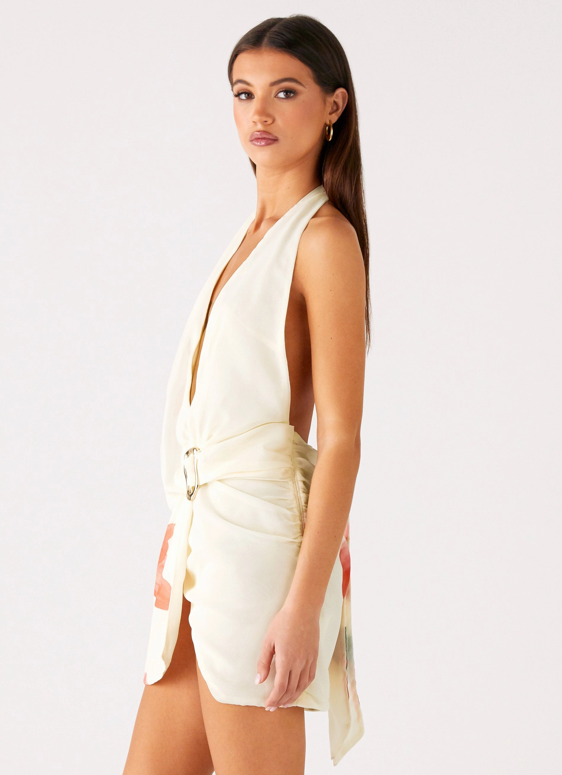 Eleanora Plunge Mini Dress - Siena Floral Chic Style Wear